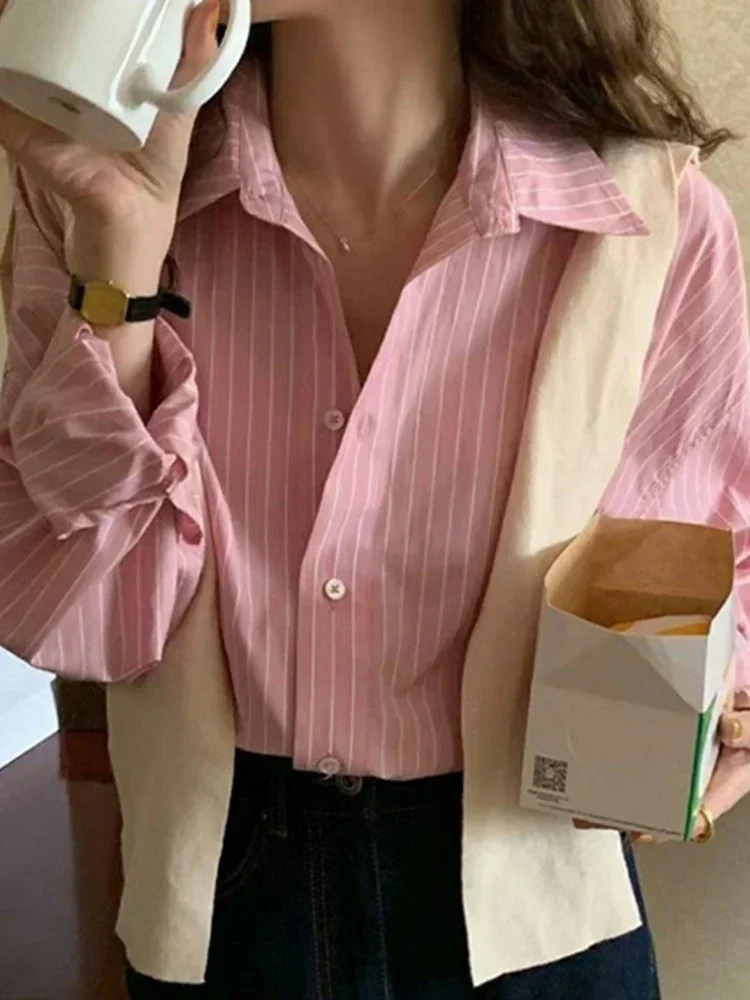 Blue Striped Shirts for Women Spring Summer 2024 Korean Fashion Loose Turn Down Collar Long Sleeve Tops Casual Harajuku Blouses
Blue Striped Shirts for Women Spring Summer 2024 Korean Fashion Loose Turn Down Collar Long Sleeve Tops Casual Harajuku Blouses