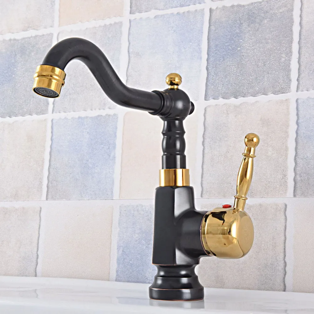 Gold & Black Brass Single Handle Bathroom Faucet Basin Mixer Tap Swivel Deck Mounted Sink Vanity Faucet Lsf797
Gold & Black Brass Single Handle Bathroom Faucet Basin Mixer Tap Swivel Deck Mounted Sink Vanity Faucet Lsf797