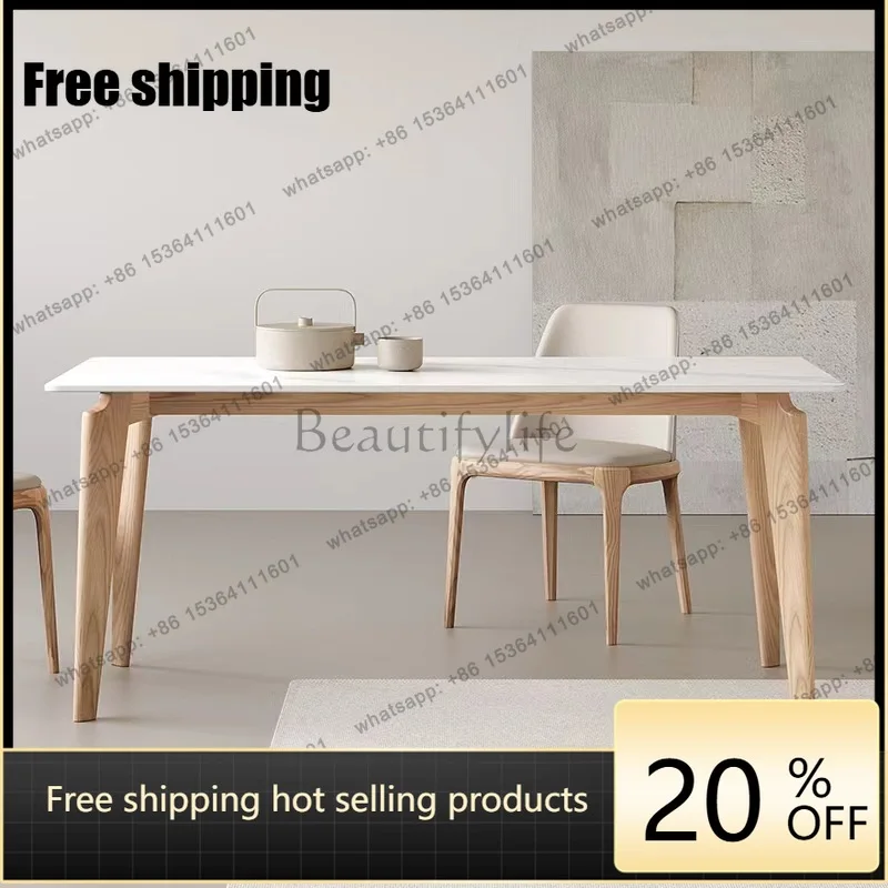 New designer rock slab dining table ash wood rectangular small apartment minimalist dining table
New designer rock slab dining table ash wood rectangular small apartment minimalist dining table