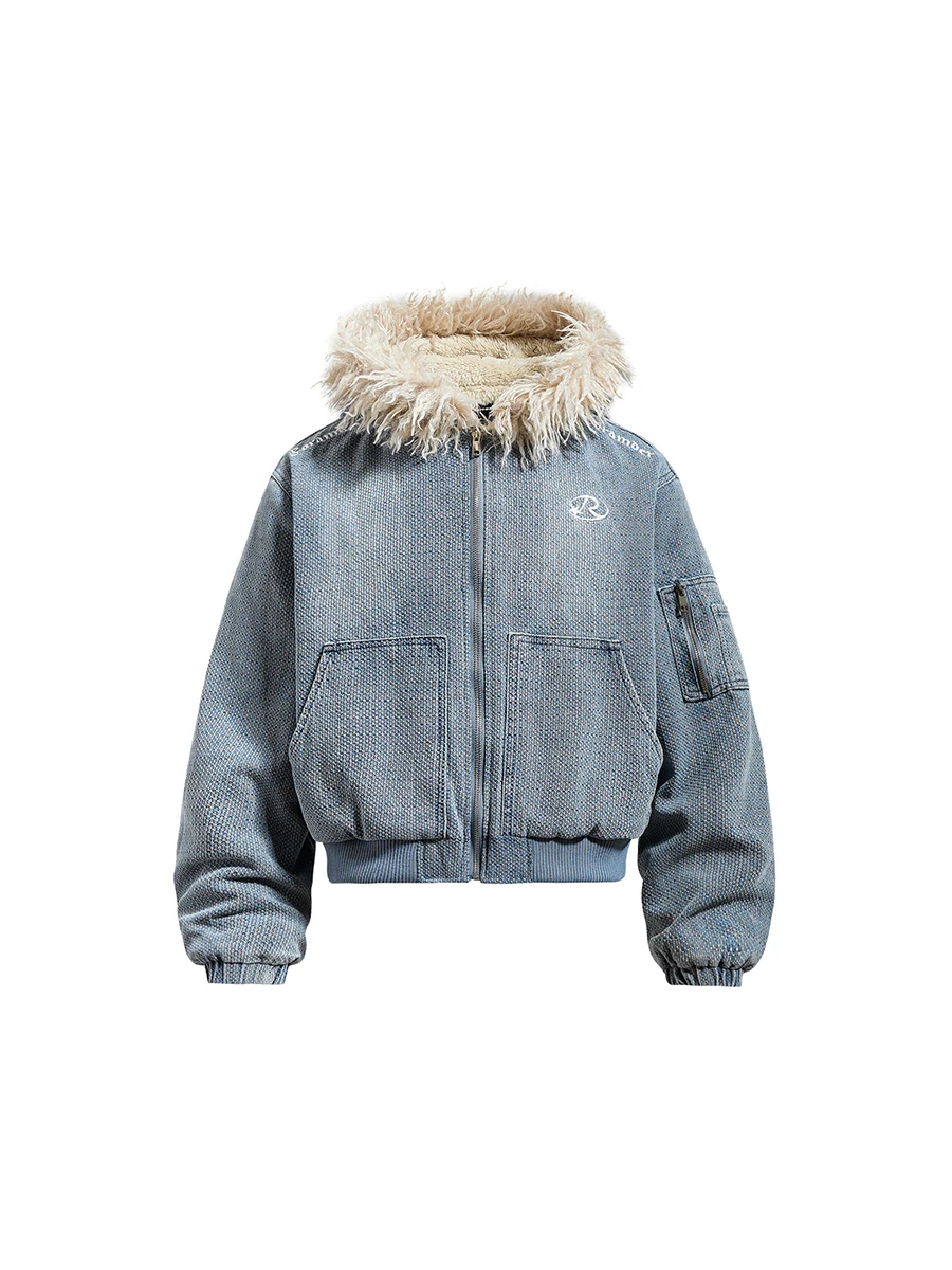 TR Bruift American Trendy Brand Hooded Large Fur Collar Waed Denim Cotton Jaet Warm ort Coat Youth Casual Wear
TR Bruift American Trendy Brand Hooded Large Fur Collar Waed Denim Cotton Jaet Warm ort Coat Youth Casual Wear