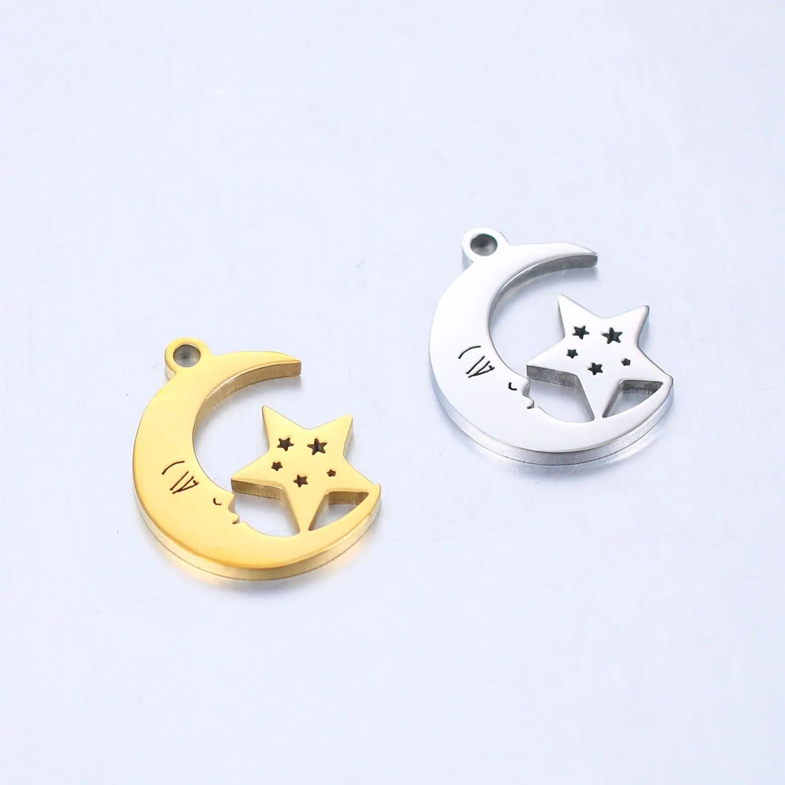 10pcs Polished Stainless Steel 14*17mm Charm Moon Star Pendants For DIY Jewelry Making Bracelets Necklaces Gifts Accessories
10pcs Polished Stainless Steel 14*17mm Charm Moon Star Pendants For DIY Jewelry Making Bracelets Necklaces Gifts Accessories