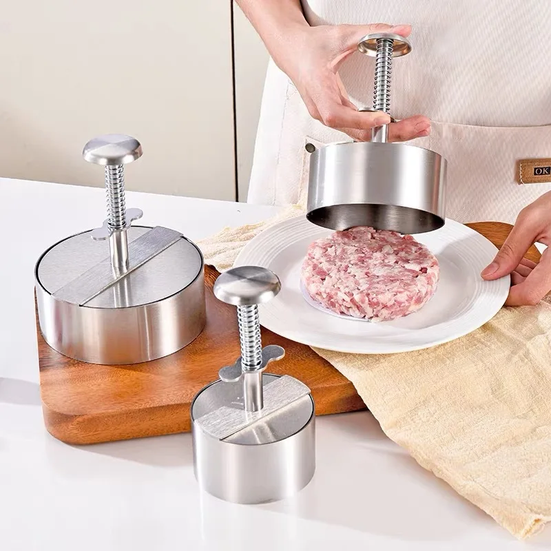 Round stainless steel spring meat press, burger patty press DIY rice ball meat filling mold kitchen tools
Round stainless steel spring meat press, burger patty press DIY rice ball meat filling mold kitchen tools
