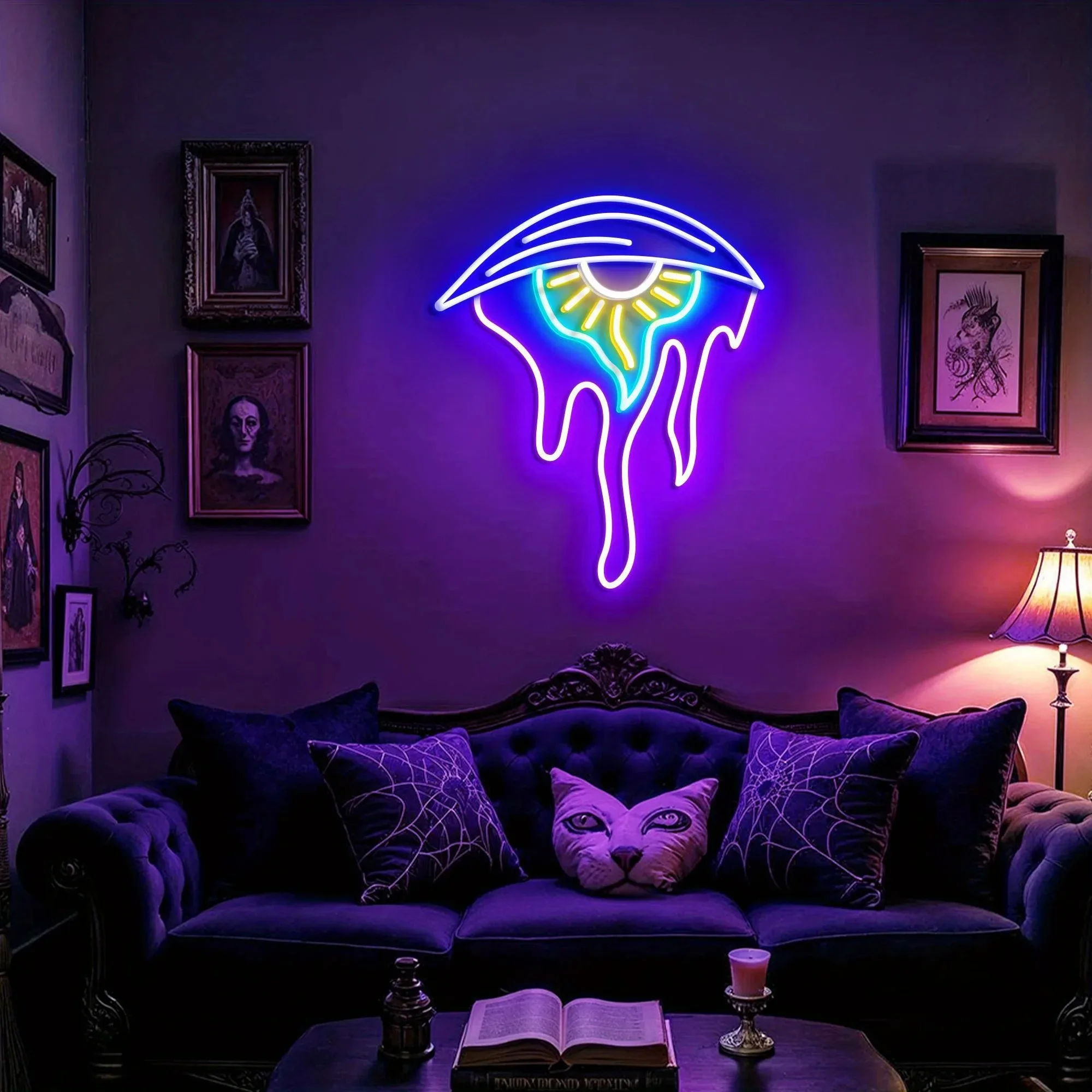 Surreal Evil Eye Glowing Neon Light, Spooky Ambient Lamp, Indoor Ornament for Gothic Space and Festival Layout
Surreal Evil Eye Glowing Neon Light, Spooky Ambient Lamp, Indoor Ornament for Gothic Space and Festival Layout
