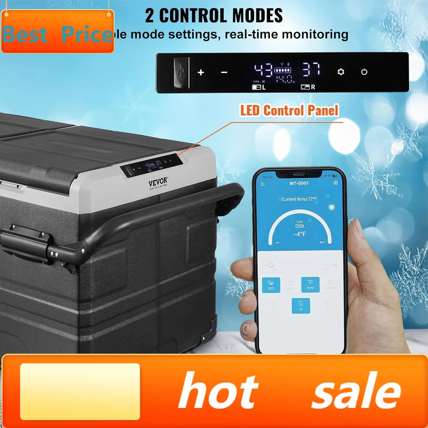 Car Refrigerator 115L, Dual Zone Portable Freezer with Wheels & Handle, -4℉ to 68℉, 12/24V DC & 100-240V AC Compressor Cooler fo
Car Refrigerator 115L, Dual Zone Portable Freezer with Wheels & Handle, -4℉ to 68℉, 12/24V DC & 100-240V AC Compressor Cooler fo