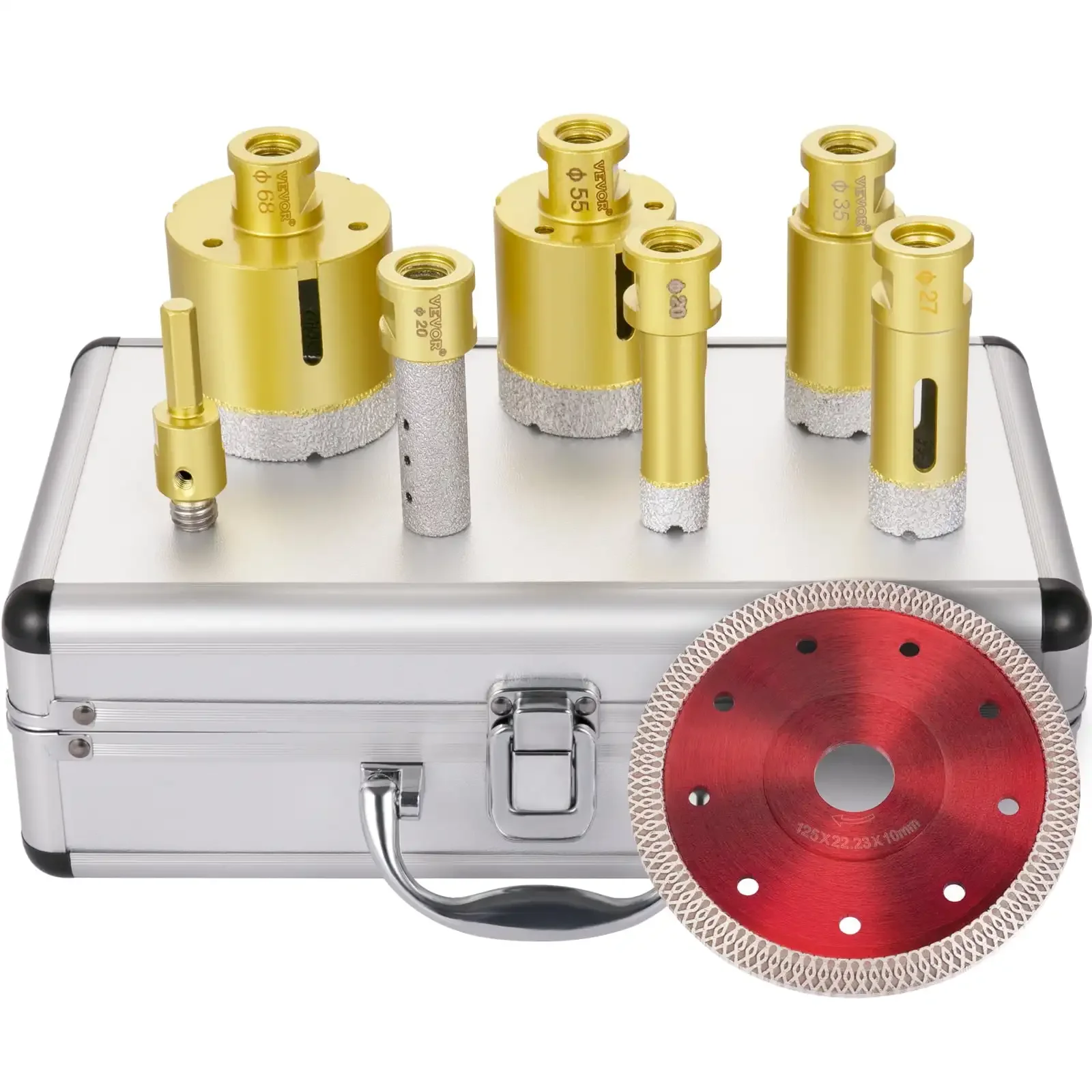 Diamond Drill Bits 7PCS Diamond Hole Saw 20/27/35/55/68mmTile Hole Saw Kit Vacuum Brazed Drill
Diamond Drill Bits 7PCS Diamond Hole Saw 20/27/35/55/68mmTile Hole Saw Kit Vacuum Brazed Drill