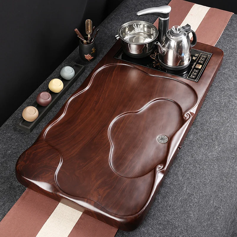 Black sandalwood tea tray set, fully automatic integrated with induction cooker, large household tray, solid wood tea table
Black sandalwood tea tray set, fully automatic integrated with induction cooker, large household tray, solid wood tea table