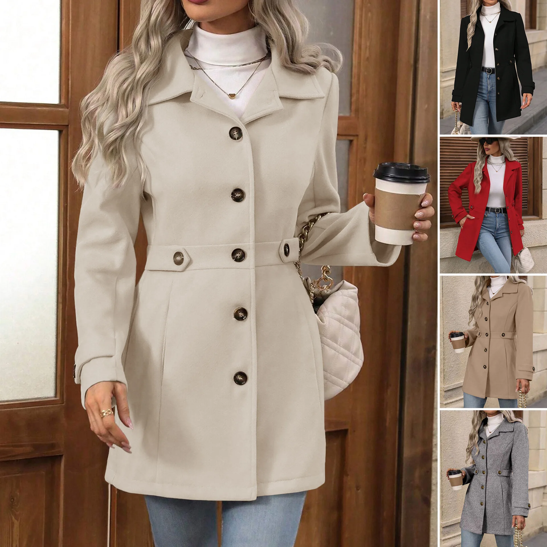 Elegant Midi Wool Womens Coat Notched Double Breasted Overcoat Slim Chic Buttoned Tailored Coat Warm Long Classic Jacket
Elegant Midi Wool Womens Coat Notched Double Breasted Overcoat Slim Chic Buttoned Tailored Coat Warm Long Classic Jacket