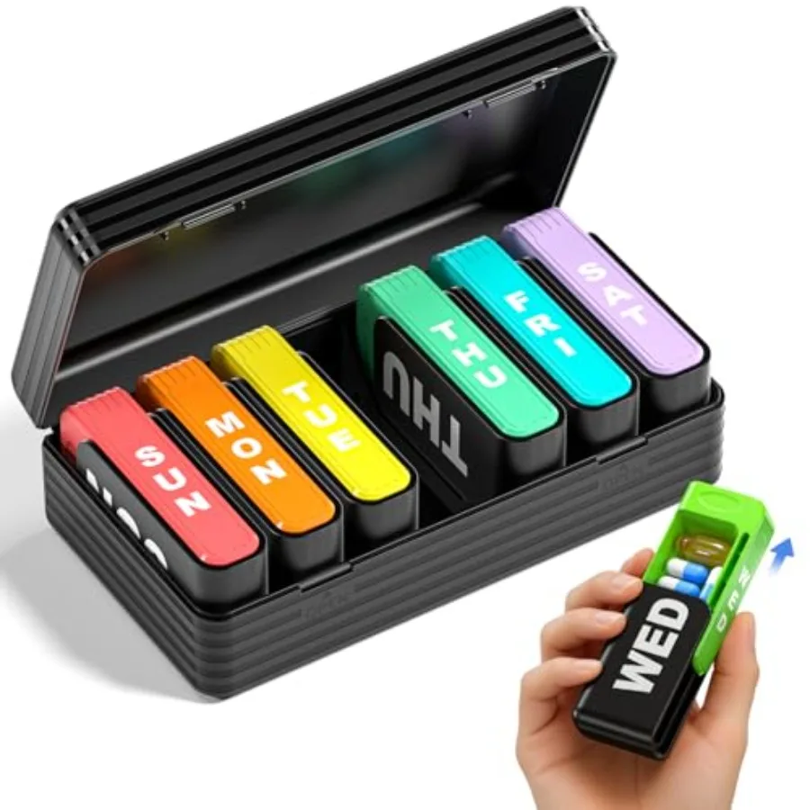 Travel Pill Organizer, Weekly Pill Organizer 1 Time a Day wit Ea iding Drawers, Large Pill wit Airtig Seals plements and tamins
Travel Pill Organizer, Weekly Pill Organizer 1 Time a Day wit Ea iding Drawers, Large Pill wit Airtig Seals plements and tamins