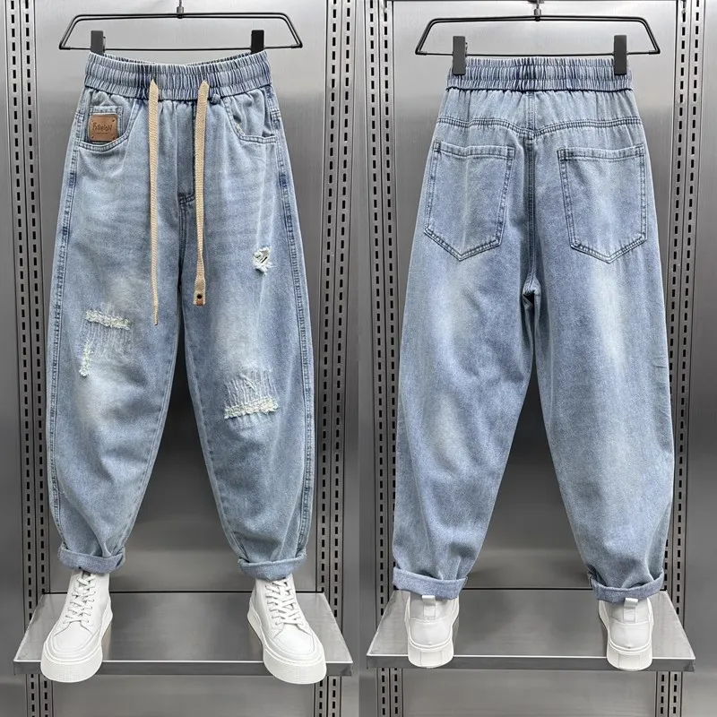 Men's Jeans Fashion Casual Jogger Harem Denim Pants Hip Hop elastic waist Letter printing jeans Male Trousers 2025 spring new
Men's Jeans Fashion Casual Jogger Harem Denim Pants Hip Hop elastic waist Letter printing jeans Male Trousers 2025 spring new