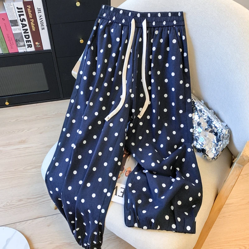 Cotton and Linen Polka Dot Printed Wide-legged Pants Women's Summer New Fashion Drawstring High-waisted Casual Nine-minute Pants
Cotton and Linen Polka Dot Printed Wide-legged Pants Women's Summer New Fashion Drawstring High-waisted Casual Nine-minute Pants