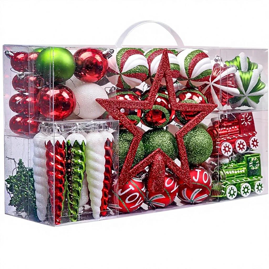 Valery Madelyn Christmas Ornaments Set 100ct Red Green White Shatterproof Star Train Ball Shapes Whimsical Hanging Holiday Party
Valery Madelyn Christmas Ornaments Set 100ct Red Green White Shatterproof Star Train Ball Shapes Whimsical Hanging Holiday Party