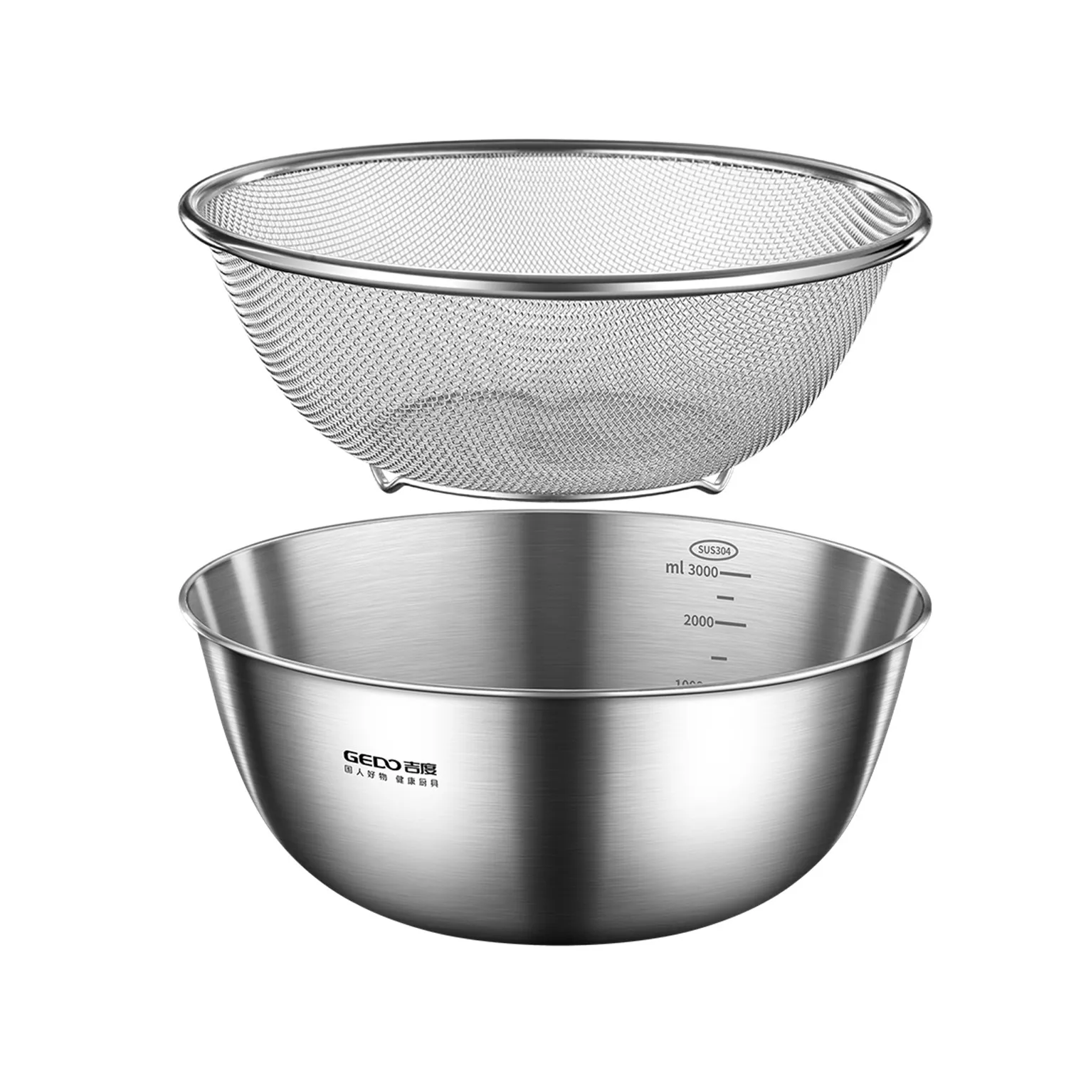 LFGB Certification 304 Stainless Steel Washing Basin and Colander Set 19-30cm Diameter Salad Bowl Kitchen Vegetable Container
LFGB Certification 304 Stainless Steel Washing Basin and Colander Set 19-30cm Diameter Salad Bowl Kitchen Vegetable Container