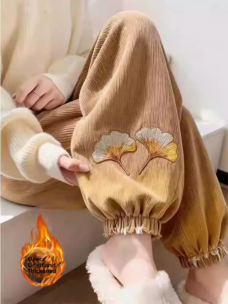 Ele Embroidered Fce Lined Corduroy Loose Fit Trousers Chinese Sle Casual High Waist Pants Women's Faion Winter Wear
Ele Embroidered Fce Lined Corduroy Loose Fit Trousers Chinese Sle Casual High Waist Pants Women's Faion Winter Wear
