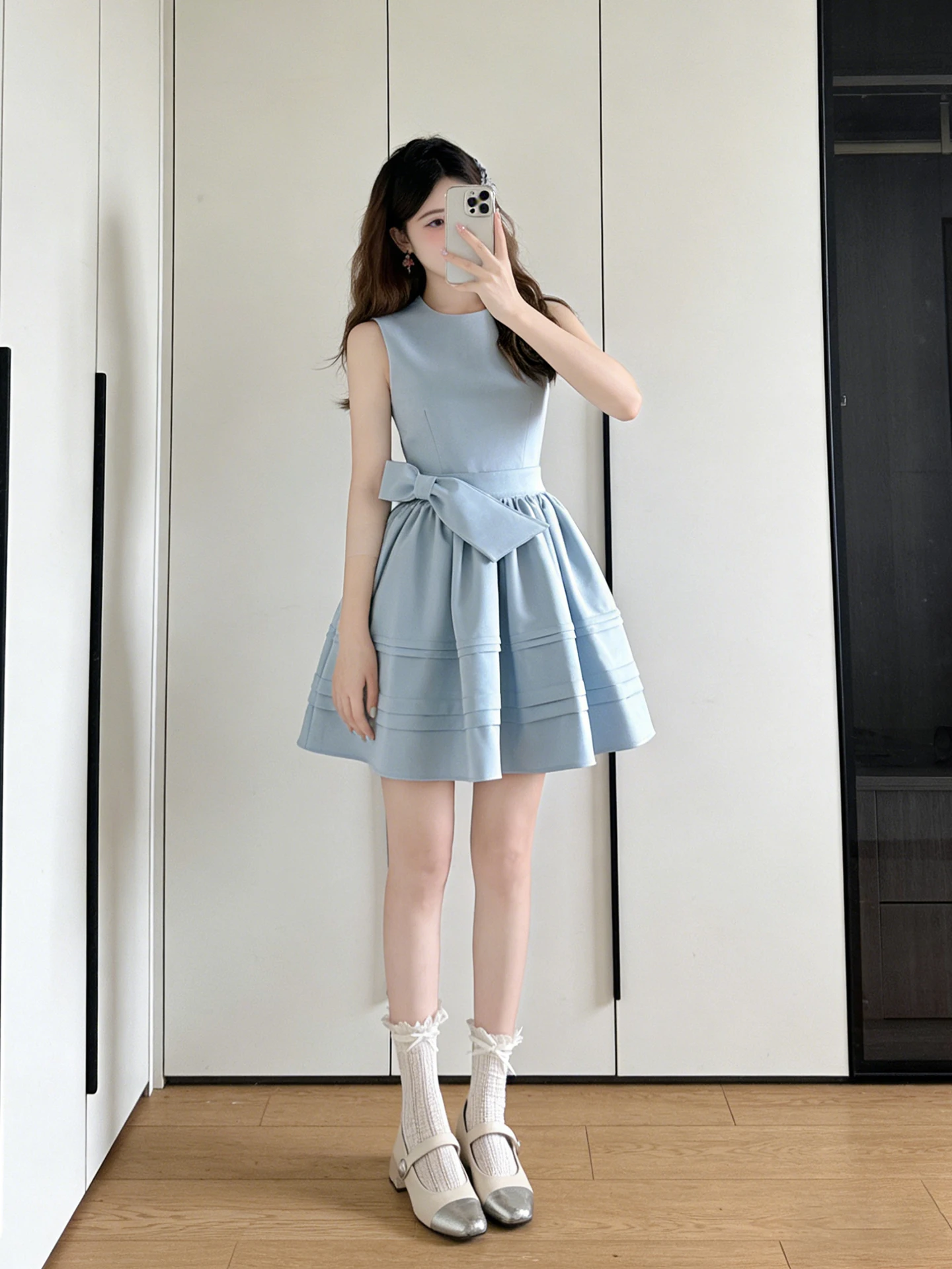 Retro Knot Blue Dress Women's Summer New Sweet Sleeveless Dress Short Skirt Commute Style round Neck A-Line Skirt
Retro Knot Blue Dress Women's Summer New Sweet Sleeveless Dress Short Skirt Commute Style round Neck A-Line Skirt