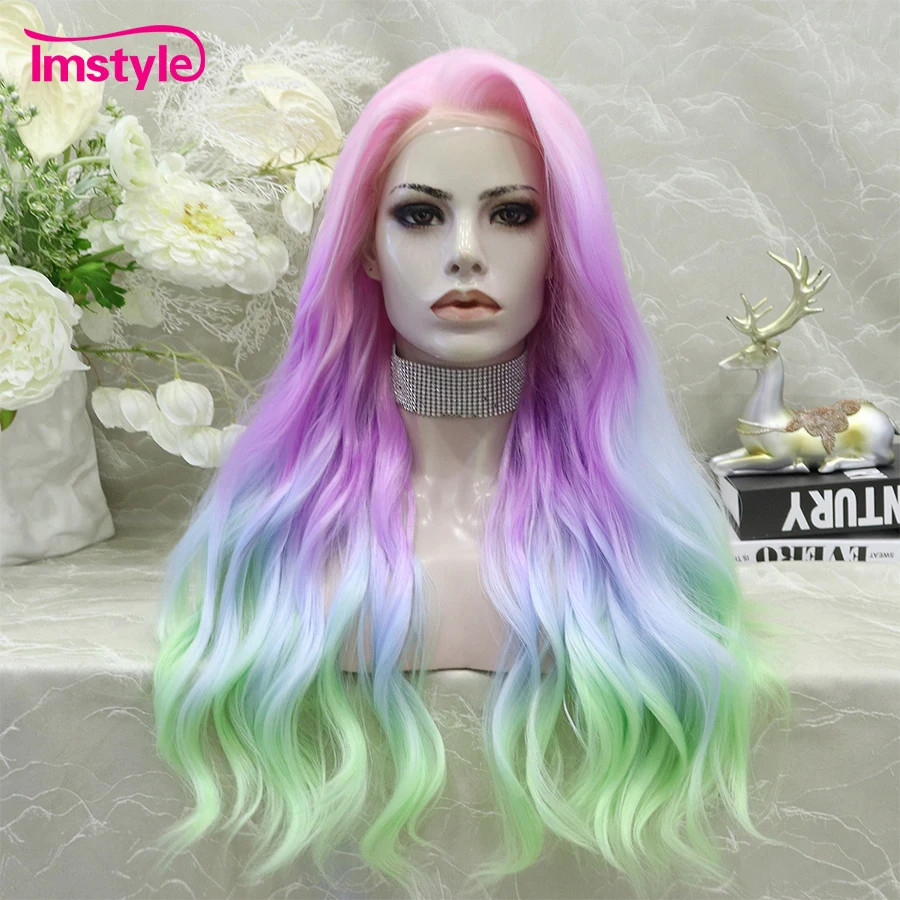 Imstyle Colorful Wig Synthetic Lace Front Wig Pink Purple Green Wigs For Women Heat Resistant Fiber Wavy Party Cosplay Wig
Imstyle Colorful Wig Synthetic Lace Front Wig Pink Purple Green Wigs For Women Heat Resistant Fiber Wavy Party Cosplay Wig