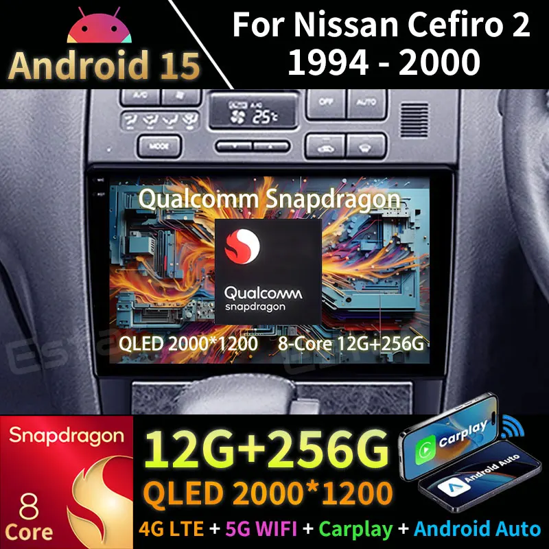 Автомобильное радио Android 15 для Nissan Cefiro 2 A32 1994-2000 GPS Мультимедийный плеер Navi Головное устройство Стерео Беспроводной Carplay RDS DSP BT
Автомобильное радио Android 15 для Nissan Cefiro 2 A32 1994-2000 GPS Мультимедийный плеер Navi Головное устройство Стерео Беспроводной Carplay RDS DSP BT