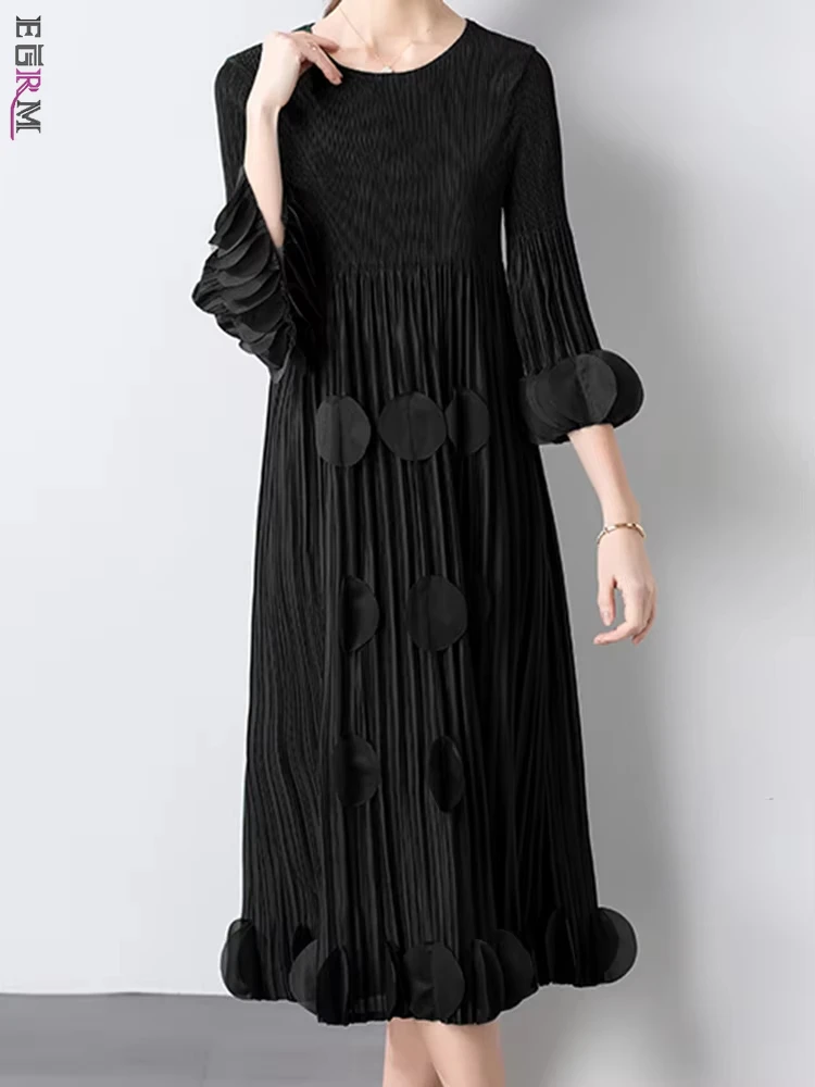 EGRM Ruffled Pleated Dress For Women O Neck Flare Sleeves Solid Color Fashion Evening Dresses 2025 New Female Clothing 6R8179
EGRM Ruffled Pleated Dress For Women O Neck Flare Sleeves Solid Color Fashion Evening Dresses 2025 New Female Clothing 6R8179