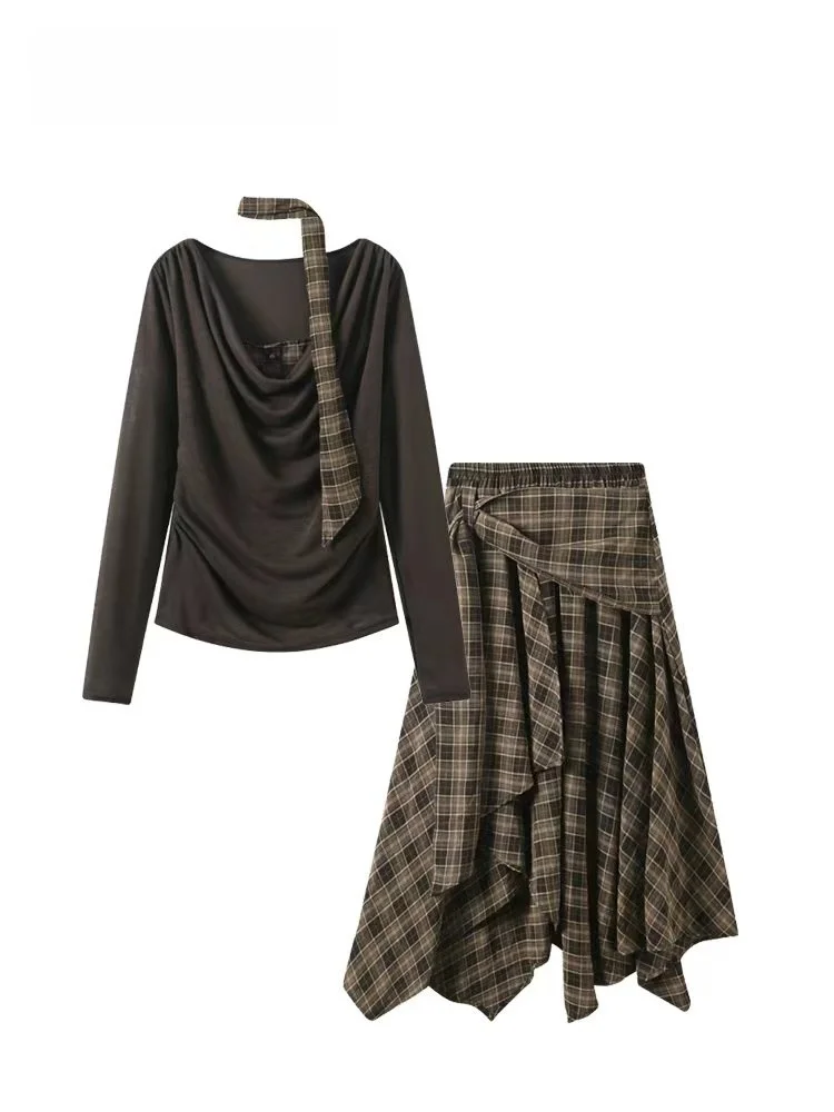 Женская повседневная длинная футболка размера плюс, комплект миди с юбкой, осенняя мода, воротник с высокой талией, комплект из полиэфирного волокна
Женская повседневная длинная футболка размера плюс, комплект миди с юбкой, осенняя мода, воротник с высокой талией, комплект из полиэфирного волокна