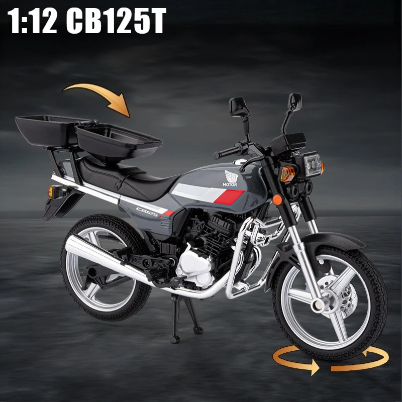 Модель мотоцикла CB125T в масштабе 1:12, литая под давлением, со звуком и светом, коллекционная игрушка, подарок
Модель мотоцикла CB125T в масштабе 1:12, литая под давлением, со звуком и светом, коллекционная игрушка, подарок