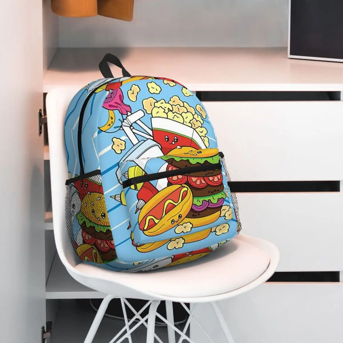 Cute Burger Fries Pizza Pattern Backpack Student BookBag Children School Bag Computer Shoulder Bags for Men Women
Cute Burger Fries Pizza Pattern Backpack Student BookBag Children School Bag Computer Shoulder Bags for Men Women