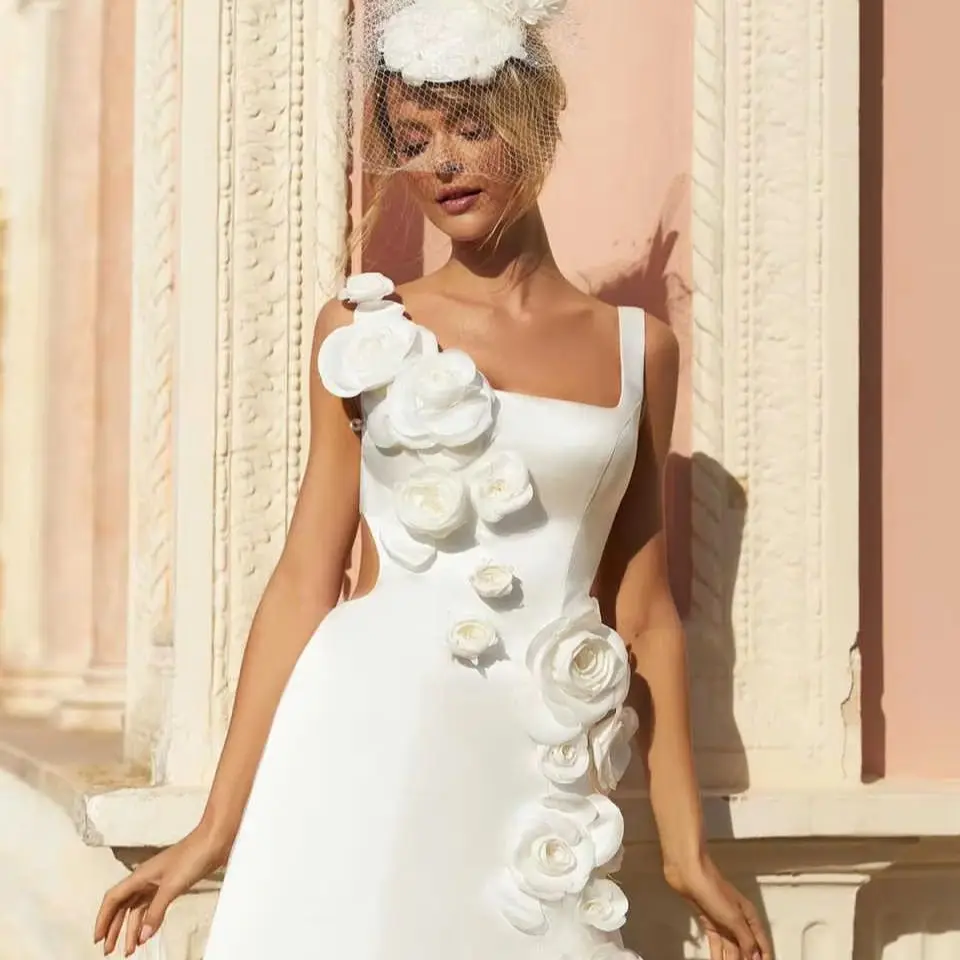 Sexy Evening Dresses 3D-Appliques Flowers Wedding Dress Square Collar Bridal Gown Detachable Train Vestido De Noiva Customized
Sexy Evening Dresses 3D-Appliques Flowers Wedding Dress Square Collar Bridal Gown Detachable Train Vestido De Noiva Customized