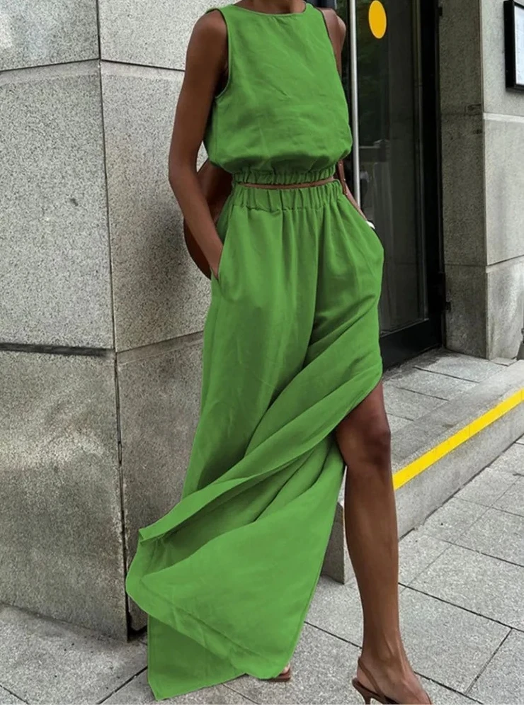 Новые модные комплекты из хлопка и льна цвета хаки, летние топы без рукавов для отпуска и брючные костюмы с разрезом, офисный женский комплект из двух предметов
Новые модные комплекты из хлопка и льна цвета хаки, летние топы без рукавов для отпуска и брючные костюмы с разрезом, офисный женский комплект из двух предметов