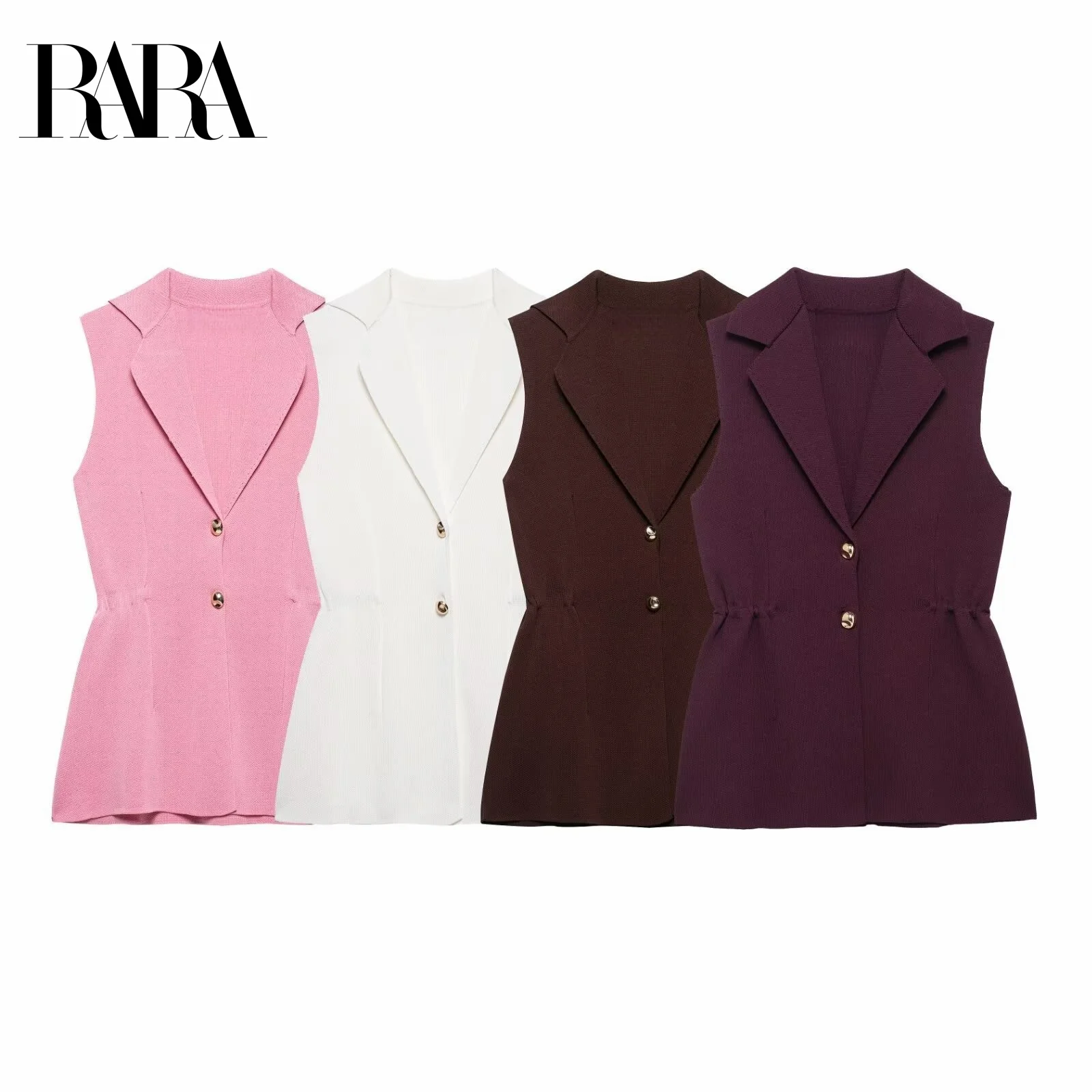 RARA Ladies Simple and Elegant Sleeveless Knitted Vest with Pleated Waist Decoration Stylish and Chic Women's Garment
RARA Ladies Simple and Elegant Sleeveless Knitted Vest with Pleated Waist Decoration Stylish and Chic Women's Garment