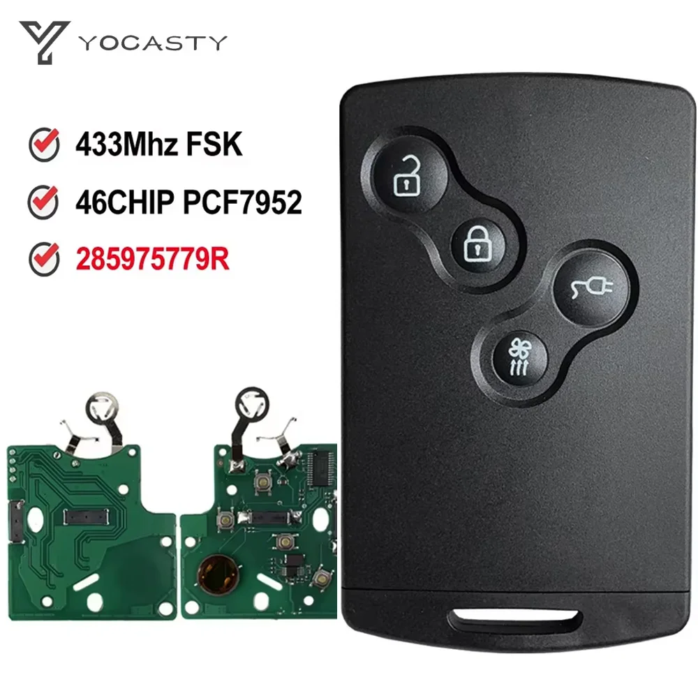 YOCASTY Keyless Smart Card Car Key PCF7952A 433MHz For Renault 2009 - 2015Zoe Megane III Fluence Laguna III Scenic
YOCASTY Keyless Smart Card Car Key PCF7952A 433MHz For Renault 2009 - 2015Zoe Megane III Fluence Laguna III Scenic