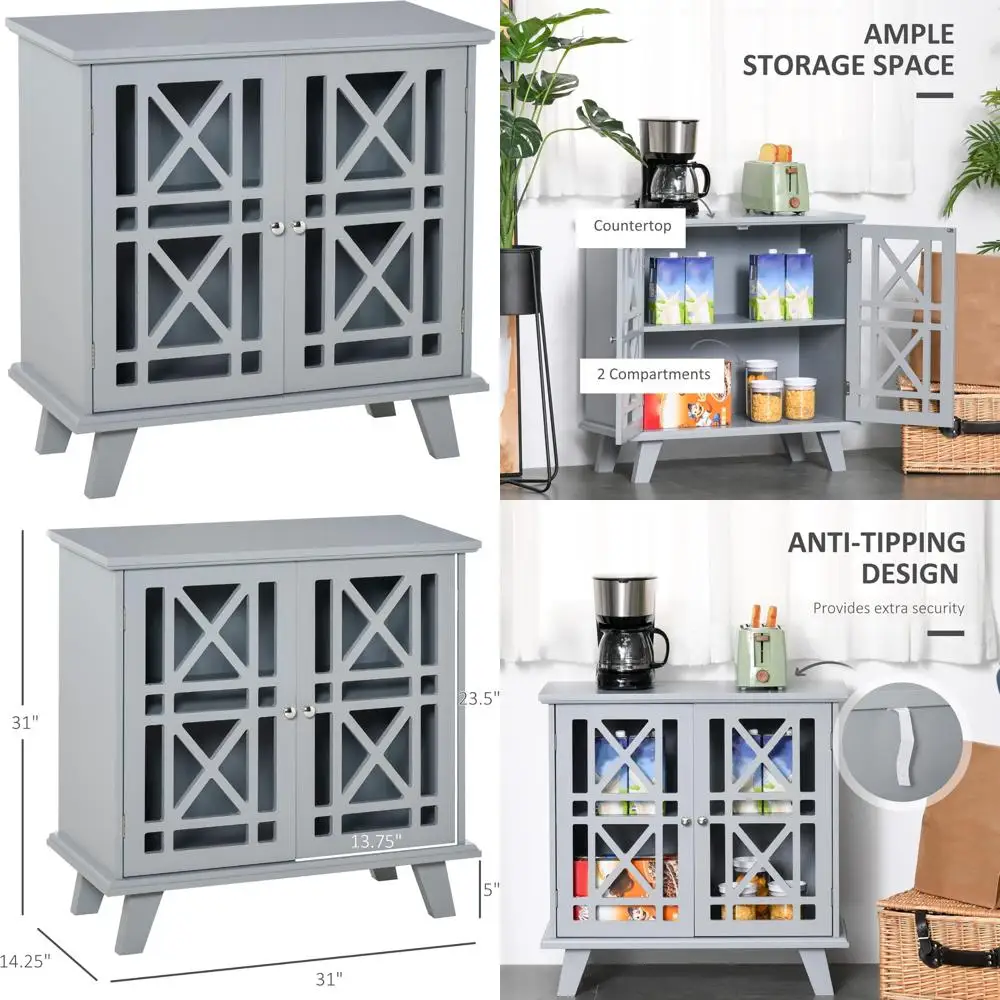 Kitchen Storage Buffet Cabinet Accent with Double Fretwork Doors Metal Handles Living Room Furniture
Kitchen Storage Buffet Cabinet Accent with Double Fretwork Doors Metal Handles Living Room Furniture