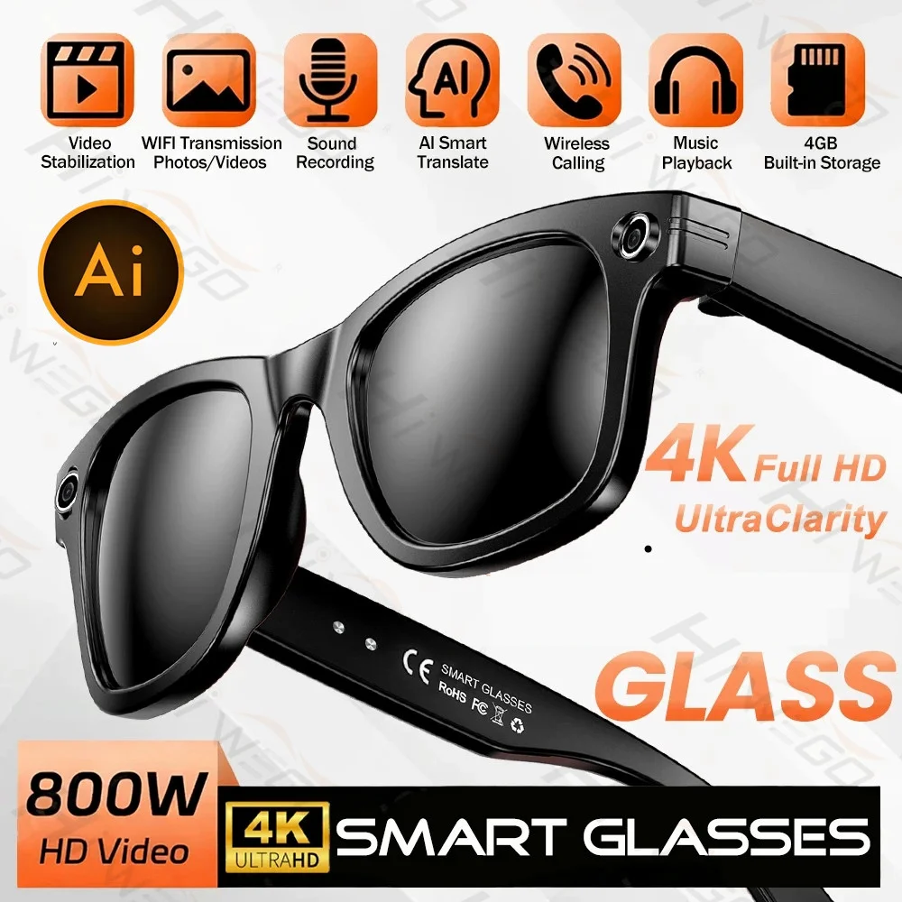 2026 800W 4K UHD Camera Smart AI Glasses Recording Videos Photo Recognition Al Voice Translation 270mAh Bluetooth Smart Glasses
2026 800W 4K UHD Camera Smart AI Glasses Recording Videos Photo Recognition Al Voice Translation 270mAh Bluetooth Smart Glasses