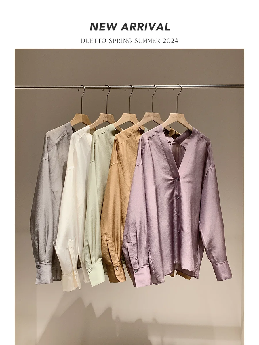 Женская повседневная свободная блузка Duetto из шелковистого ацетата с защитой от солнца, длинный рукав, V-образный вырез, средней длины, однотонная
Женская повседневная свободная блузка Duetto из шелковистого ацетата с защитой от солнца, длинный рукав, V-образный вырез, средней длины, однотонная