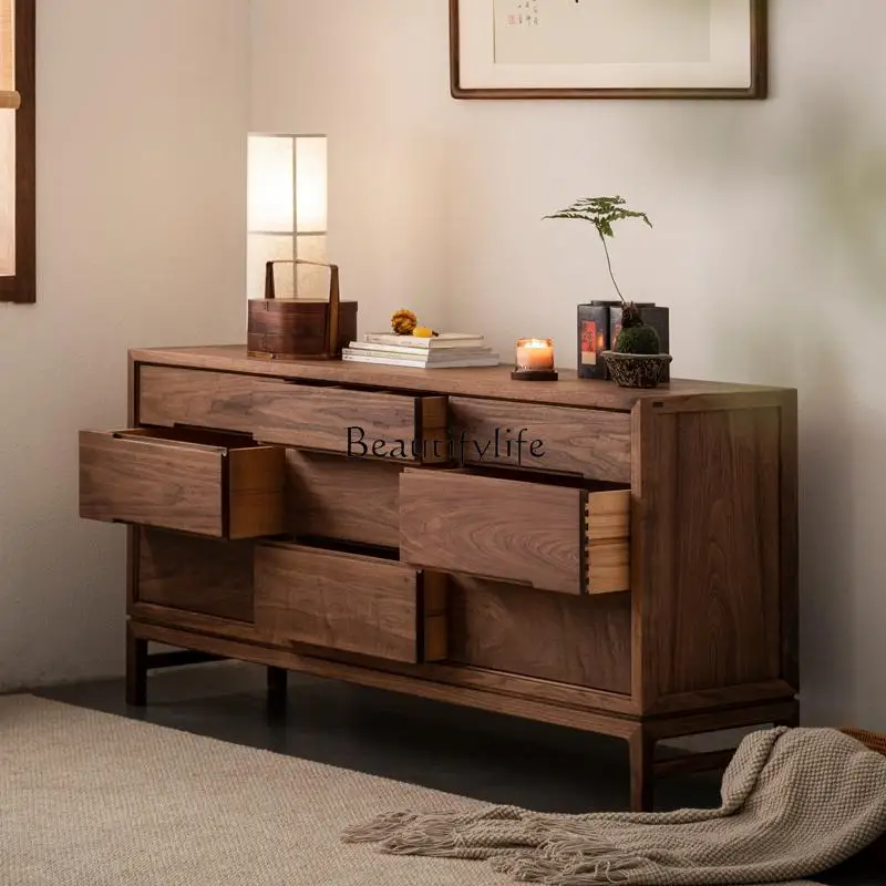 North American black walnut solid wood nine chest cabinet simple bedroom living room entrance cabinet
North American black walnut solid wood nine chest cabinet simple bedroom living room entrance cabinet