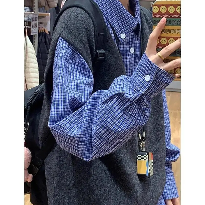 HOUZHOU Blue Plaid Shirt Japan Style Retro Checkered Top Long-Sleeve Base Layer Shirt Y2k Spring Autumn Women Men Outerwear
HOUZHOU Blue Plaid Shirt Japan Style Retro Checkered Top Long-Sleeve Base Layer Shirt Y2k Spring Autumn Women Men Outerwear