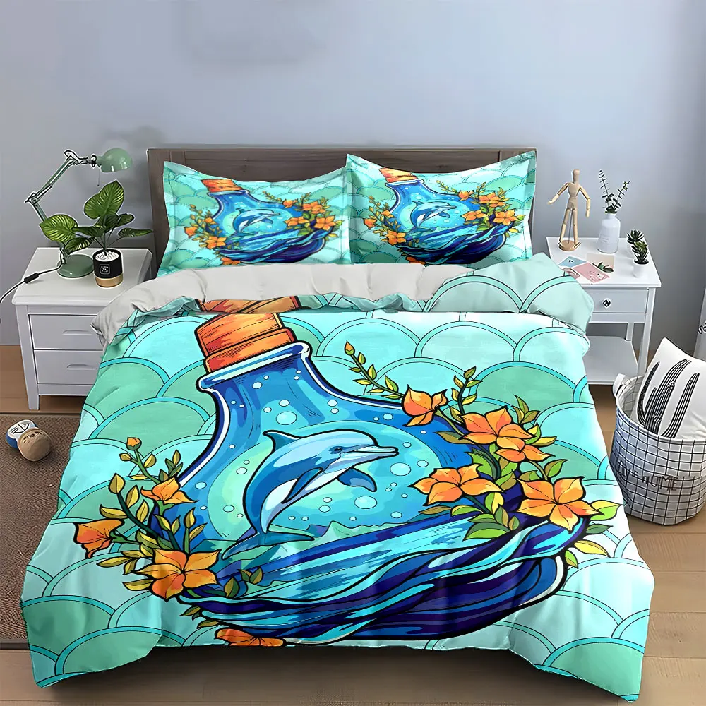 "Dolphin Floral Decorative Set" Bedding Set with 1 Duvet Cover 2 Pillowcases Single Double King Queen, Gift
"Dolphin Floral Decorative Set" Bedding Set with 1 Duvet Cover 2 Pillowcases Single Double King Queen, Gift