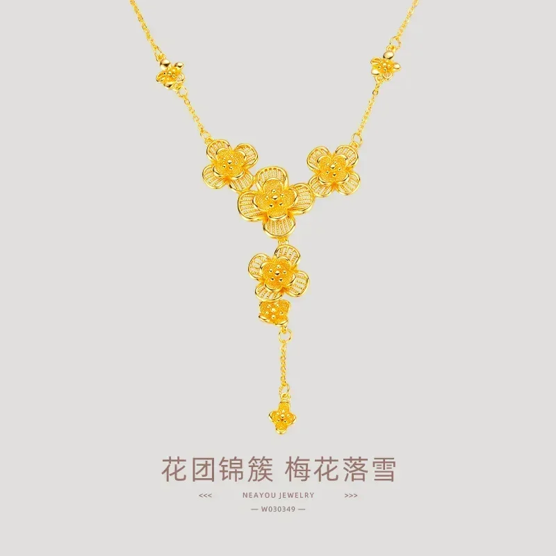 9999 Real Gold 24K Niche Premium Gold Flower Clavicle Set Chain Plum Blossom Flower Wedding Set Chain Flower Necklace Women
9999 Real Gold 24K Niche Premium Gold Flower Clavicle Set Chain Plum Blossom Flower Wedding Set Chain Flower Necklace Women
