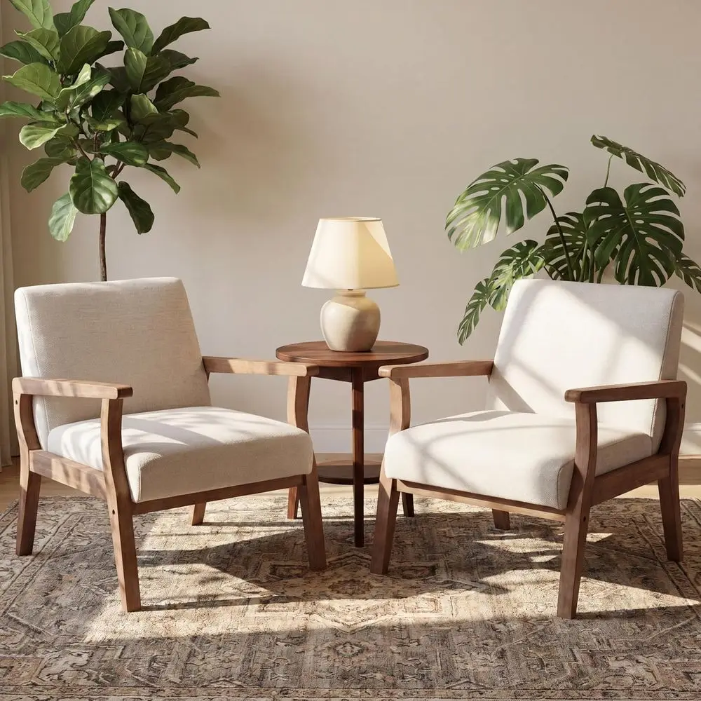 Linen Armchairs Set of 2 with Solid Wood Frame - Suitable for Living Room, Bedroom, Office, Waiting Area in Beige
Linen Armchairs Set of 2 with Solid Wood Frame - Suitable for Living Room, Bedroom, Office, Waiting Area in Beige
