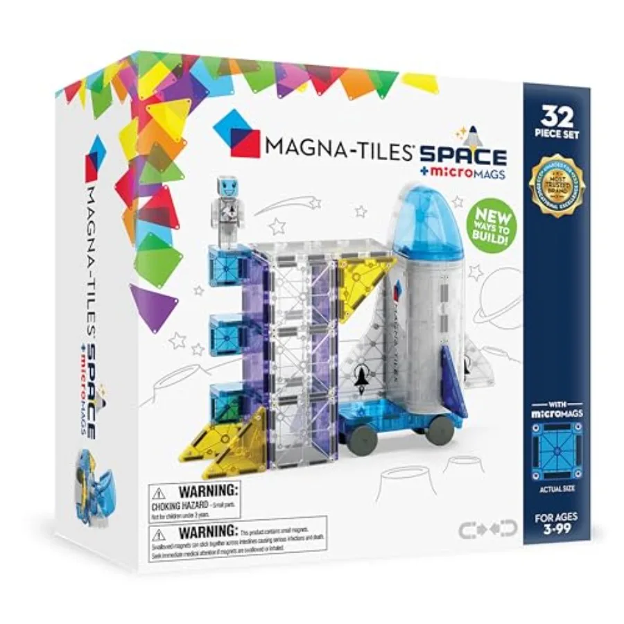 Magna-Tiles Space 32-Piece Magnetic Construction Set for indoor play, ABS plastic, translucent colors, strong magnets for secur
Magna-Tiles Space 32-Piece Magnetic Construction Set for indoor play, ABS plastic, translucent colors, strong magnets for secur
