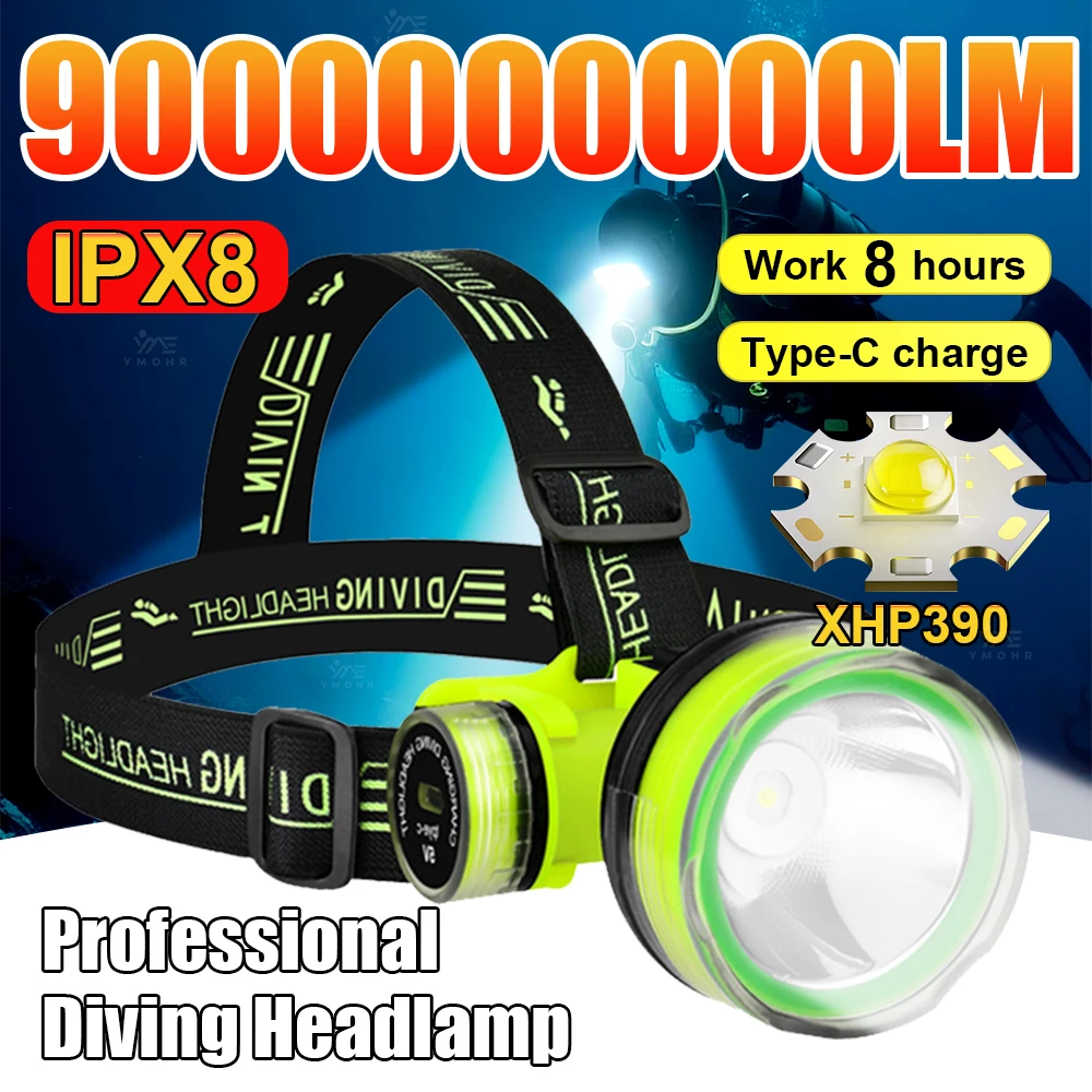 XHP390 Professional Diving Headlight IPX8 Waterproof Head Lantern LED Rechargeable Underwater 18650 Battery Headlight For Diving
XHP390 Professional Diving Headlight IPX8 Waterproof Head Lantern LED Rechargeable Underwater 18650 Battery Headlight For Diving