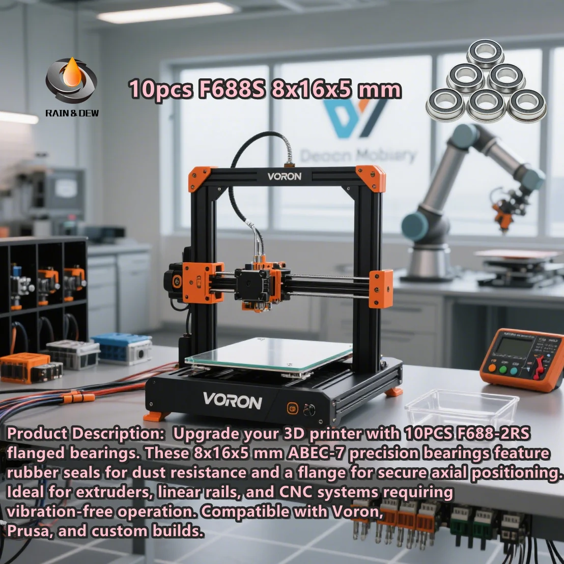 10 шт. F688-2RS фланцевые шарикоподшипники 8x16x5 мм ABEC-7 прецизионные резиновые герметичные для экструдеров 3D-принтеров и систем линейного движения
10 шт. F688-2RS фланцевые шарикоподшипники 8x16x5 мм ABEC-7 прецизионные резиновые герметичные для экструдеров 3D-принтеров и систем линейного движения