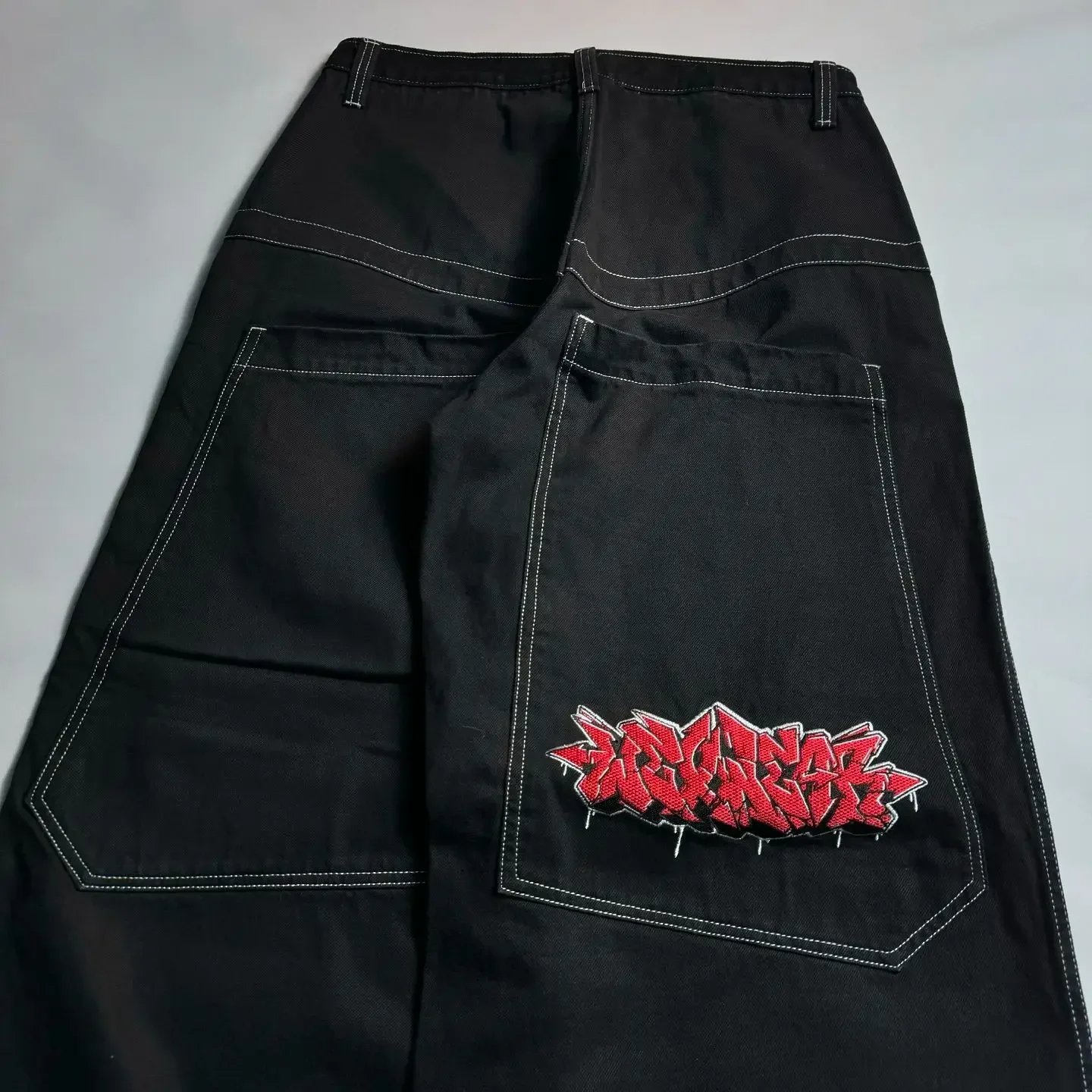 Harajuku Y2K Jeans Men Women High Waist Wide Trouser Black Wexwear Embroidered Graphic Baggy Jeans Streetwear Skateboard Pants
Harajuku Y2K Jeans Men Women High Waist Wide Trouser Black Wexwear Embroidered Graphic Baggy Jeans Streetwear Skateboard Pants