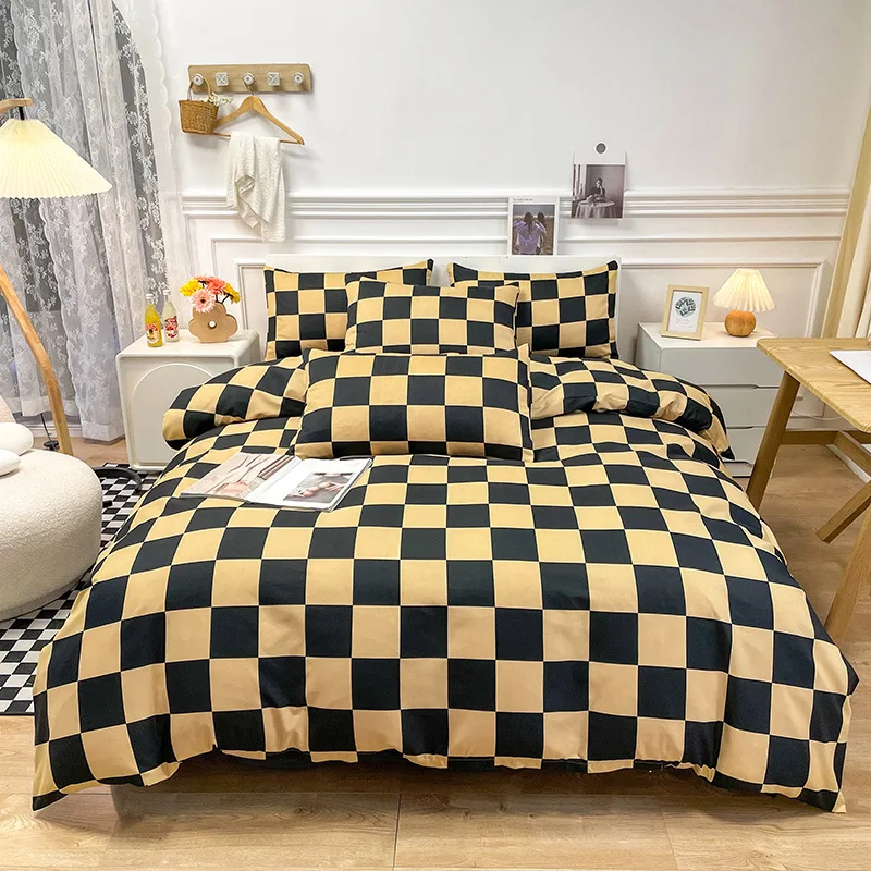 Solid Color Checkerboard Bedding Set Dark Series Duvet Cover Bed Sheet Pillowcase Suit Fashion Home Textile Finished Product Kit
Solid Color Checkerboard Bedding Set Dark Series Duvet Cover Bed Sheet Pillowcase Suit Fashion Home Textile Finished Product Kit