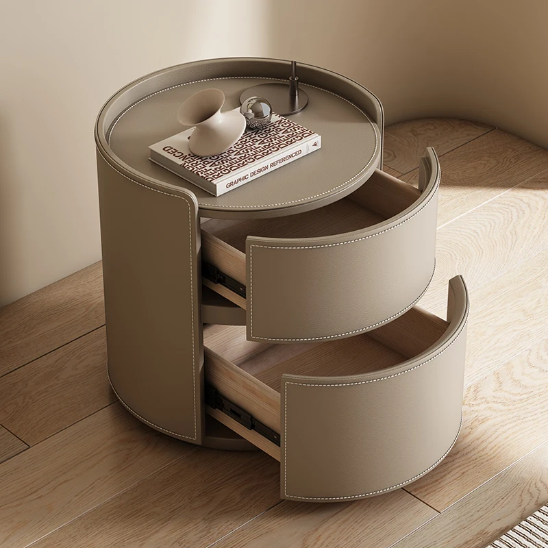 leather solid wood Internet celebrity round bedside table, creative alternative simplicity, modern light luxury high sense
leather solid wood Internet celebrity round bedside table, creative alternative simplicity, modern light luxury high sense