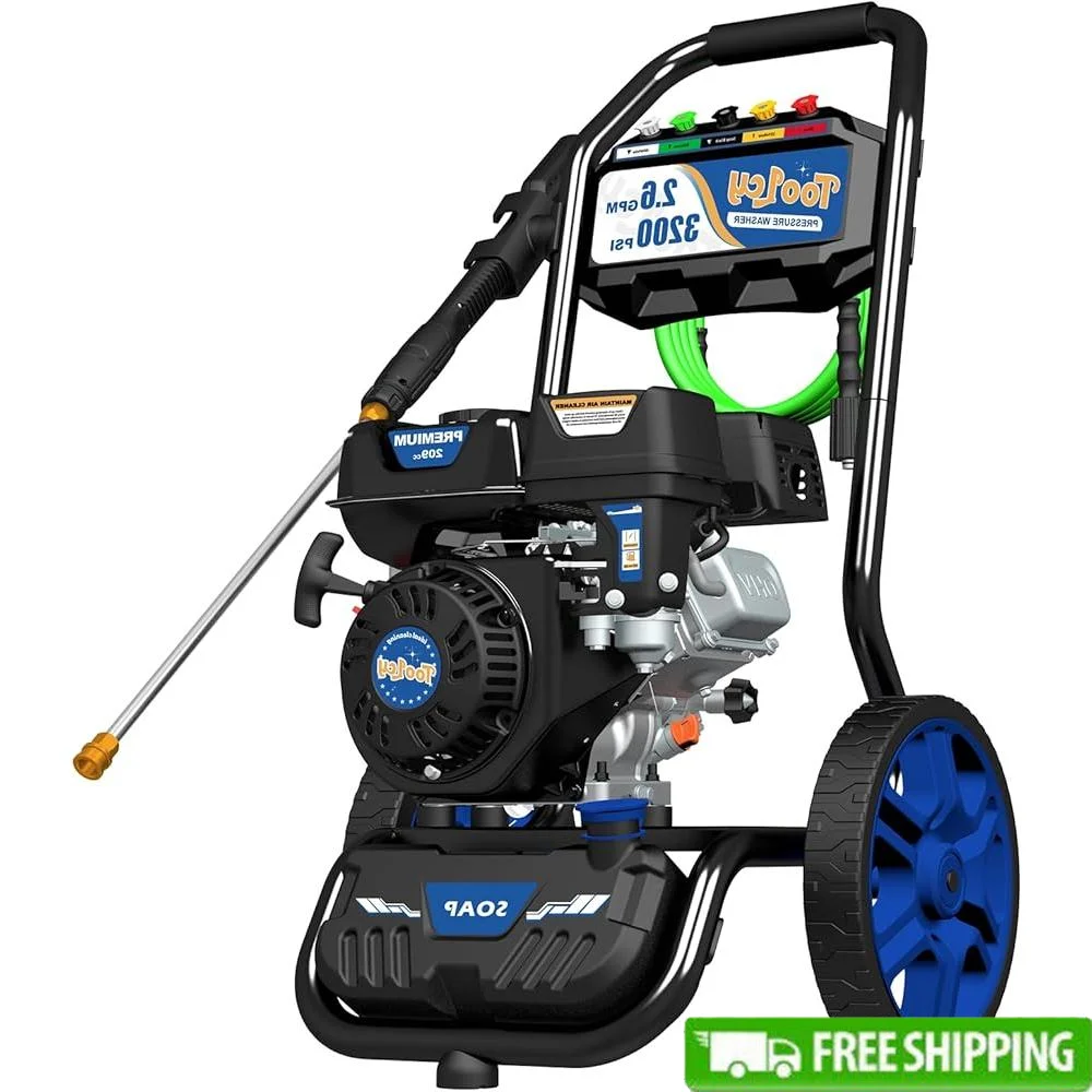 Gas Pressure Washer 3200 PSI 26 GPM Heavy Duty 35FT Hose 5 Nozzle Set 21 Inch Wand Swivel Connector 360 Degree Cleaning Power
Gas Pressure Washer 3200 PSI 26 GPM Heavy Duty 35FT Hose 5 Nozzle Set 21 Inch Wand Swivel Connector 360 Degree Cleaning Power