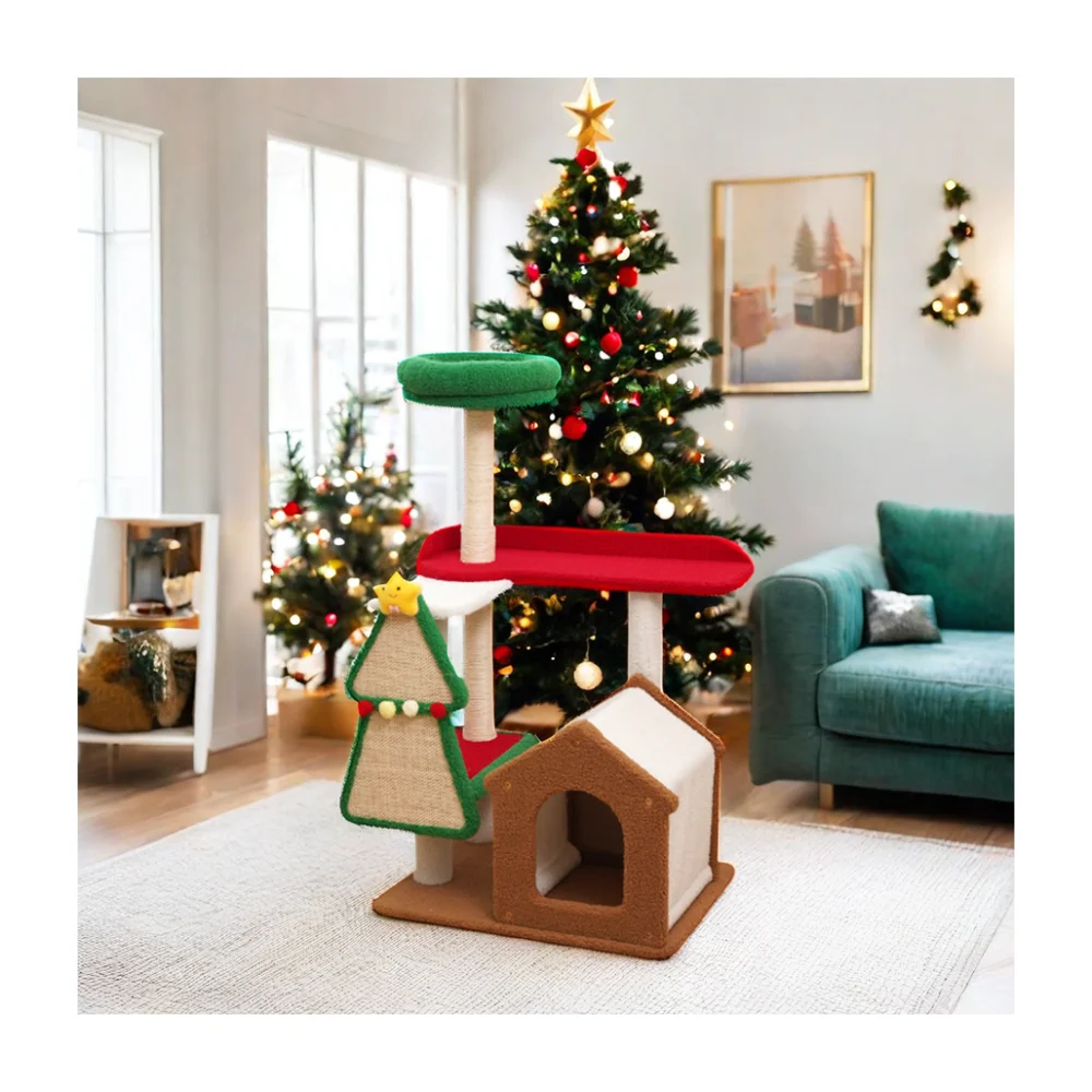 Wholesale Cute Durable Christmas Tree Design Cat Climbing Frame Cat Tree and Scratcher for Holiday Decoration
Wholesale Cute Durable Christmas Tree Design Cat Climbing Frame Cat Tree and Scratcher for Holiday Decoration
