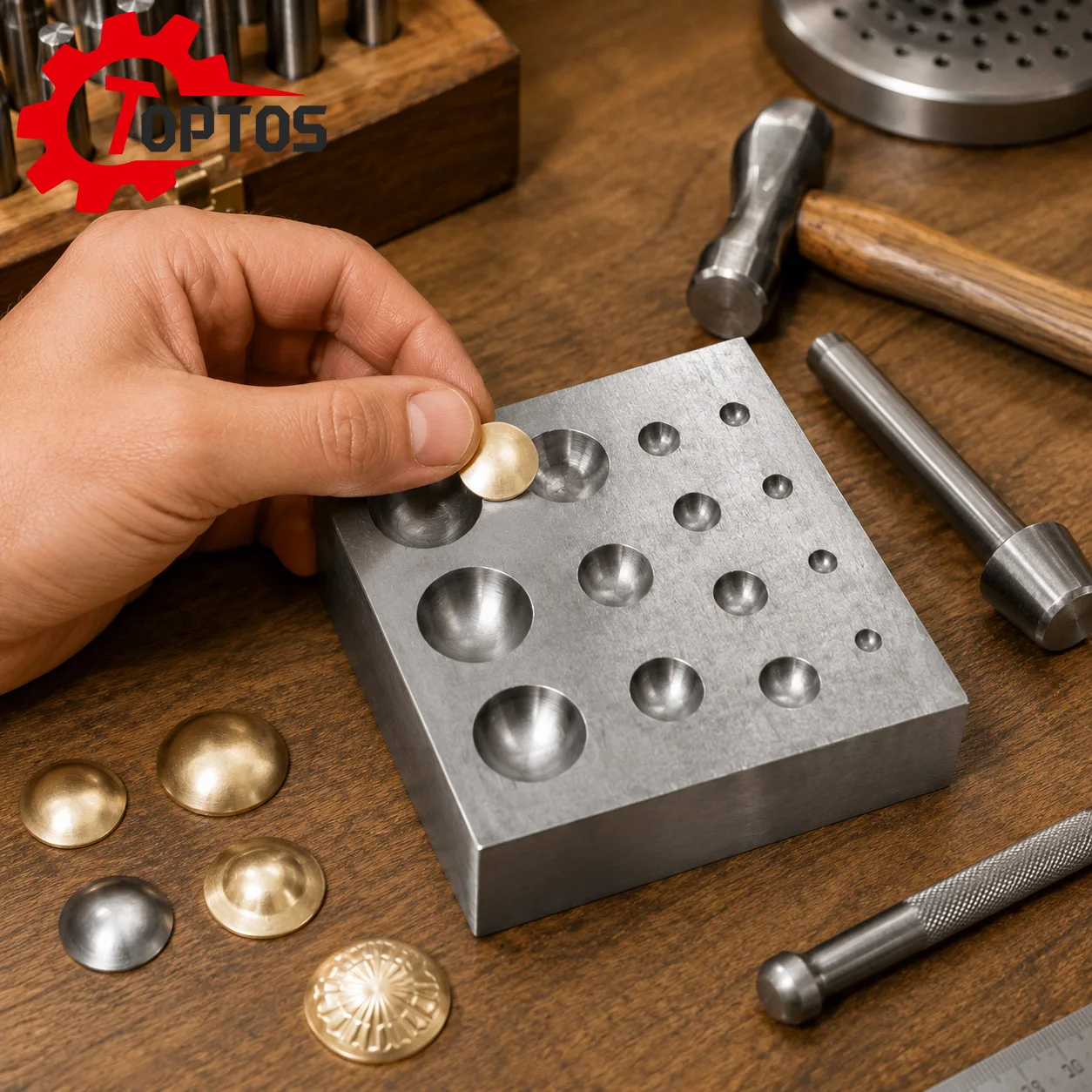 TOPTOS Steel Hammer Block-Type Jewelry Mold 100 mm, with 14 holes, suitable for metal shaping and ring making
TOPTOS Steel Hammer Block-Type Jewelry Mold 100 mm, with 14 holes, suitable for metal shaping and ring making