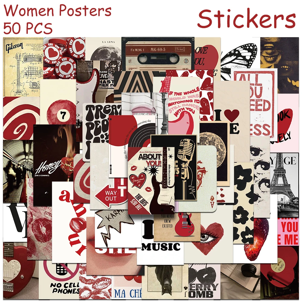 50pcs Red Woman Posters Stickers Decals For Phone Suitcase Skateboard Refrigerator Guitar DIY Aesthetic Waterproof Stickers
50pcs Red Woman Posters Stickers Decals For Phone Suitcase Skateboard Refrigerator Guitar DIY Aesthetic Waterproof Stickers