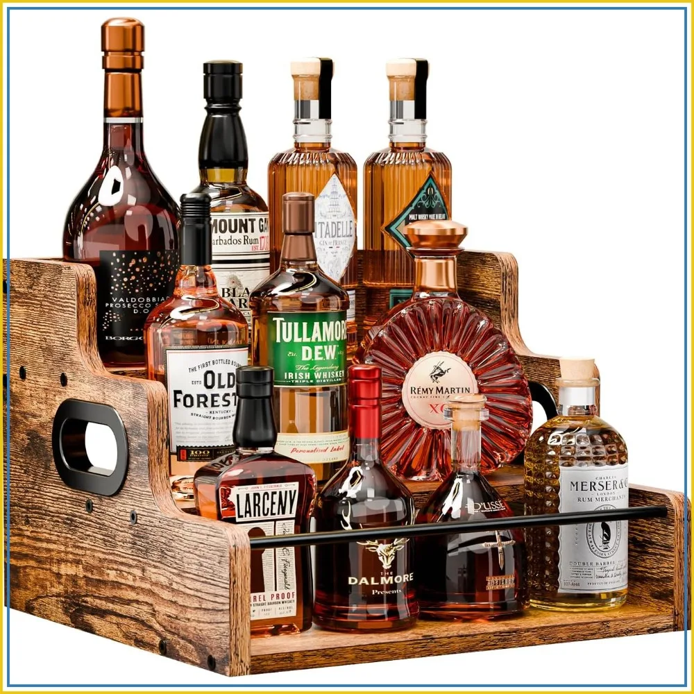 3-Tier Countertop Liquor Bottle Display Shelf, Retro Bar Rack for Wine, Whiskey, Spirits, Coffee Syrups
3-Tier Countertop Liquor Bottle Display Shelf, Retro Bar Rack for Wine, Whiskey, Spirits, Coffee Syrups