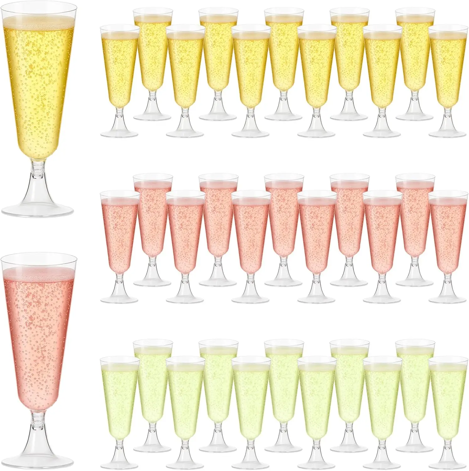 100 Pack Clear Plastic Champagne Flutes, 5 Oz Disposable Acrylic Glasses for Wedding, Party, Mimosas
100 Pack Clear Plastic Champagne Flutes, 5 Oz Disposable Acrylic Glasses for Wedding, Party, Mimosas