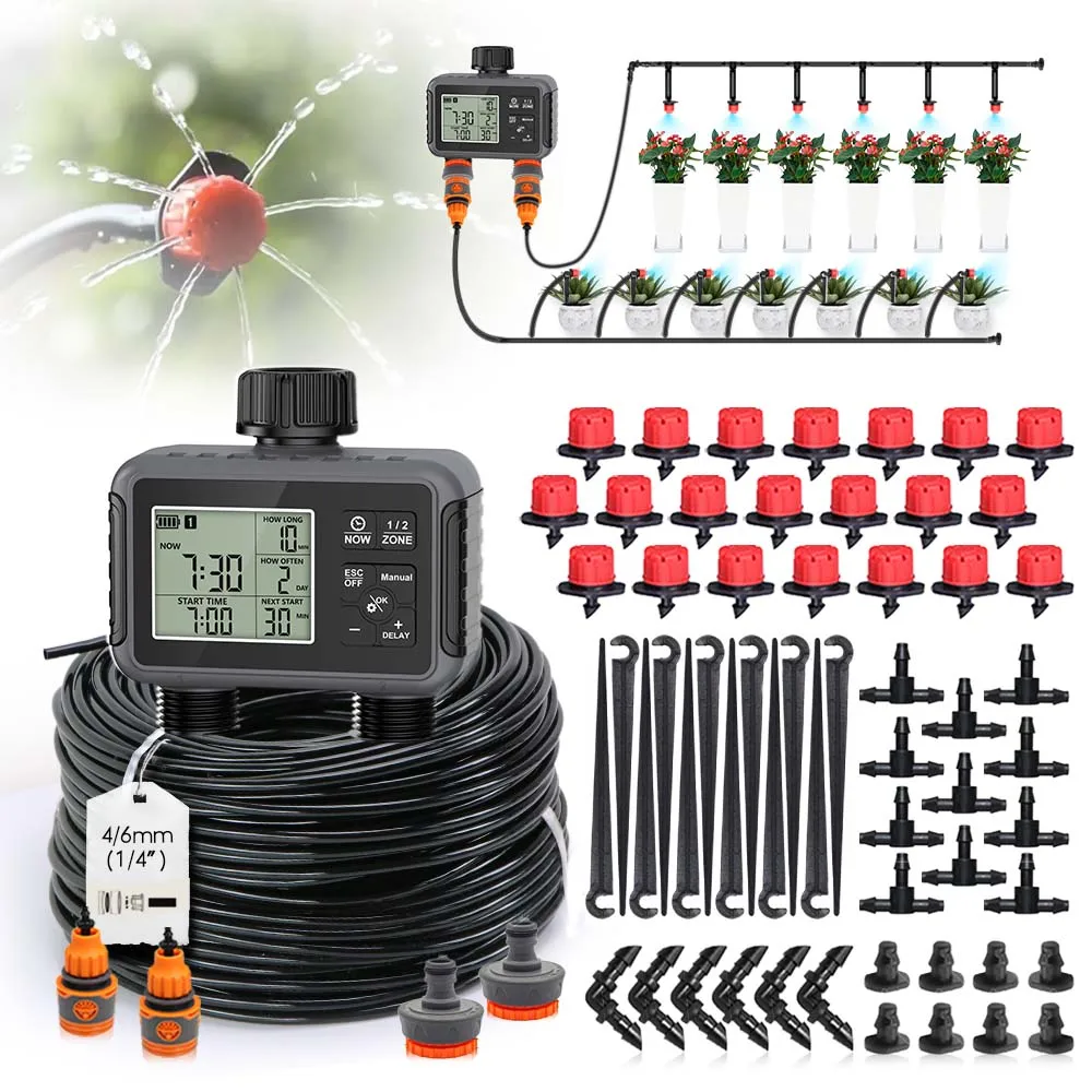 Dual Zone Independent Display LCD Garden Watering Timer Automatic Irrigation Kit Small Intelligent Program Gardening Combination
Dual Zone Independent Display LCD Garden Watering Timer Automatic Irrigation Kit Small Intelligent Program Gardening Combination