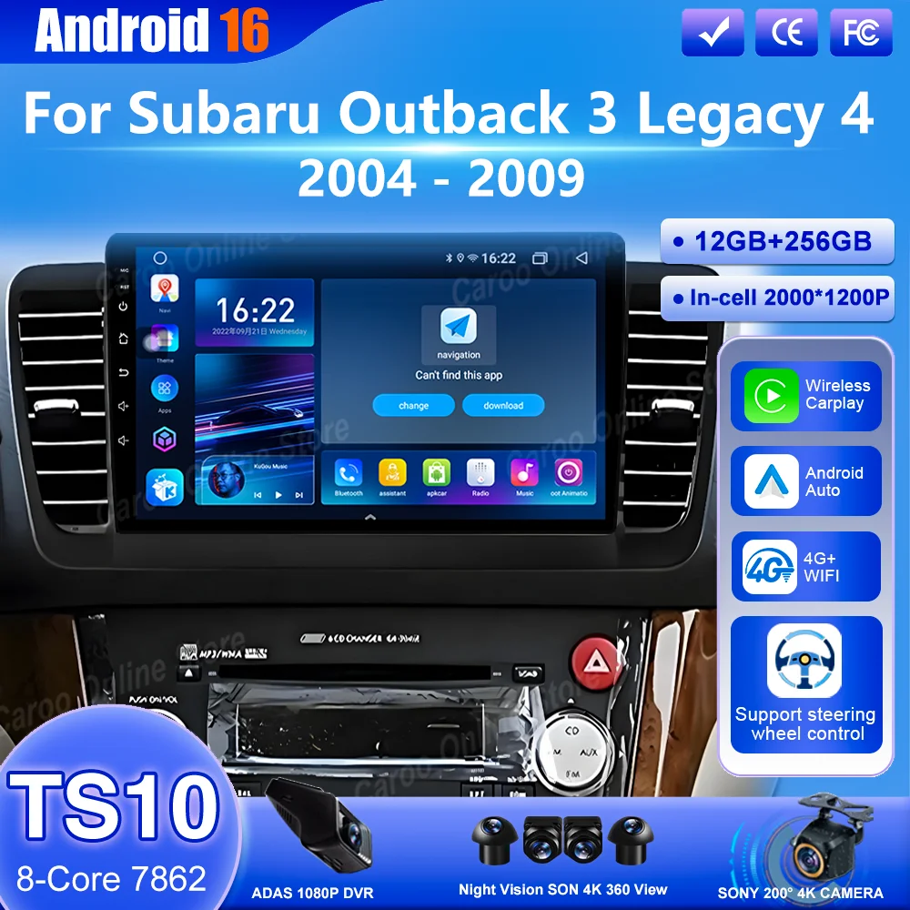 Car Radio Android 16 For Subaru Outback 3 Legacy 4 2004 2005 2007 2008 2009 Auto Multimedia Player Carplay Radio NO 2din DVD 4G
Car Radio Android 16 For Subaru Outback 3 Legacy 4 2004 2005 2007 2008 2009 Auto Multimedia Player Carplay Radio NO 2din DVD 4G
